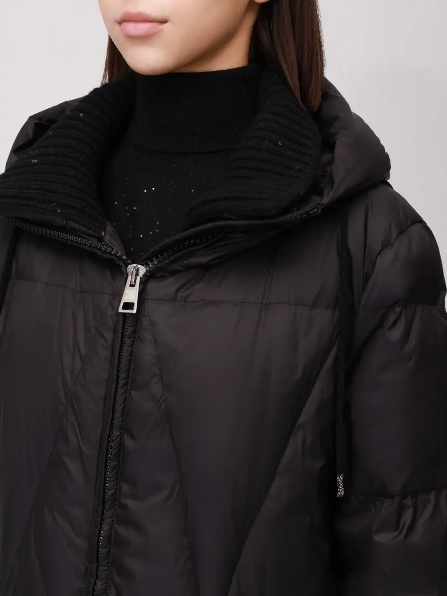 Пуховик стеганый PANICALE D371026CA 37D39A 0995 Черный  Фото 5
