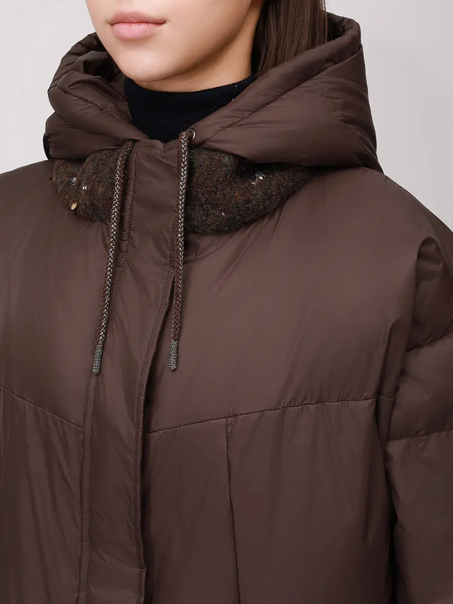 Пуховик стеганый PANICALE D371028CA 37D40A 0295 Темно- Коричневый  Фото 5