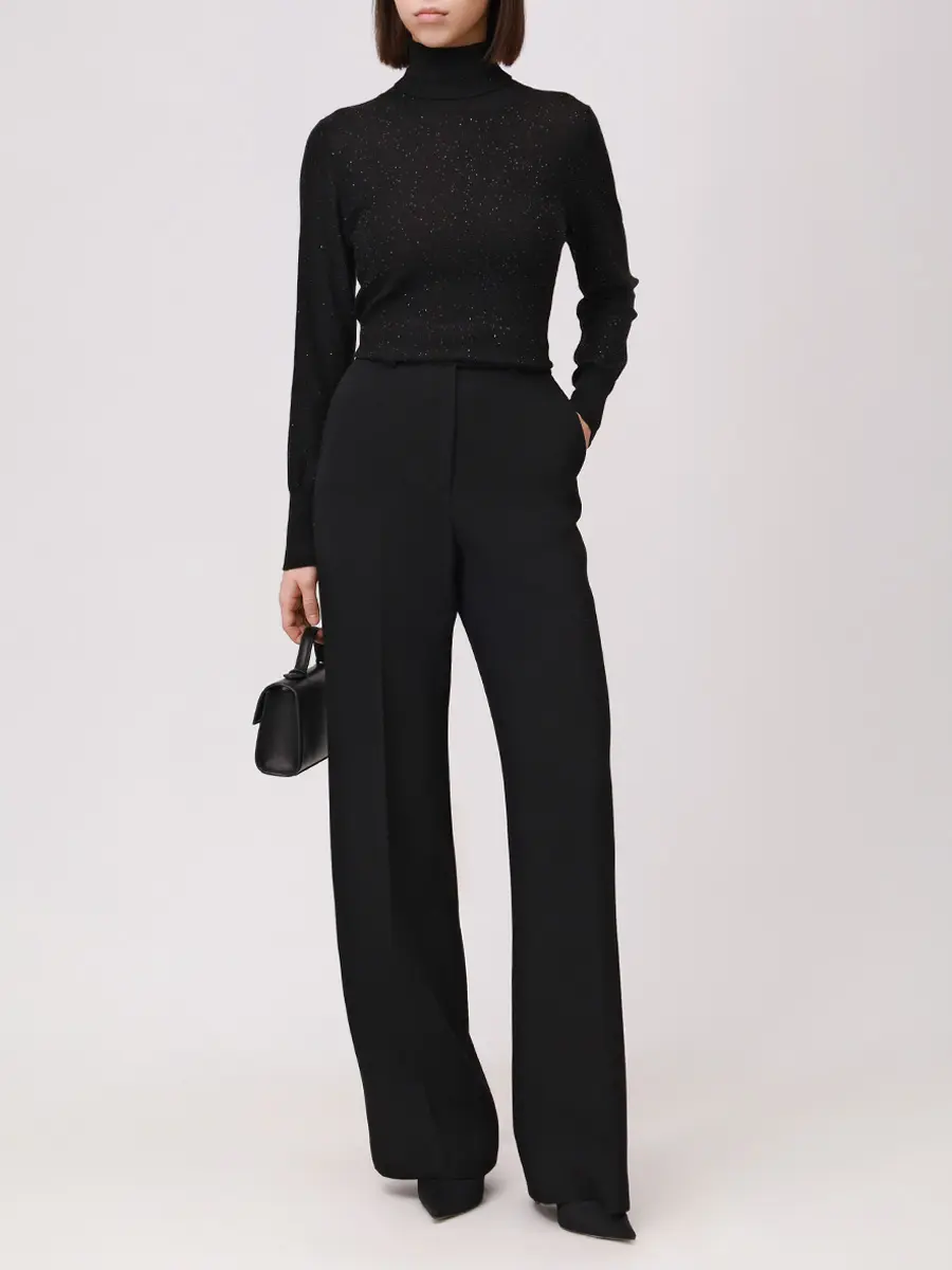 Водолазка из шерсти и шелка PANICALE D370159CL 37D14B 0991 Черный  Фото 2