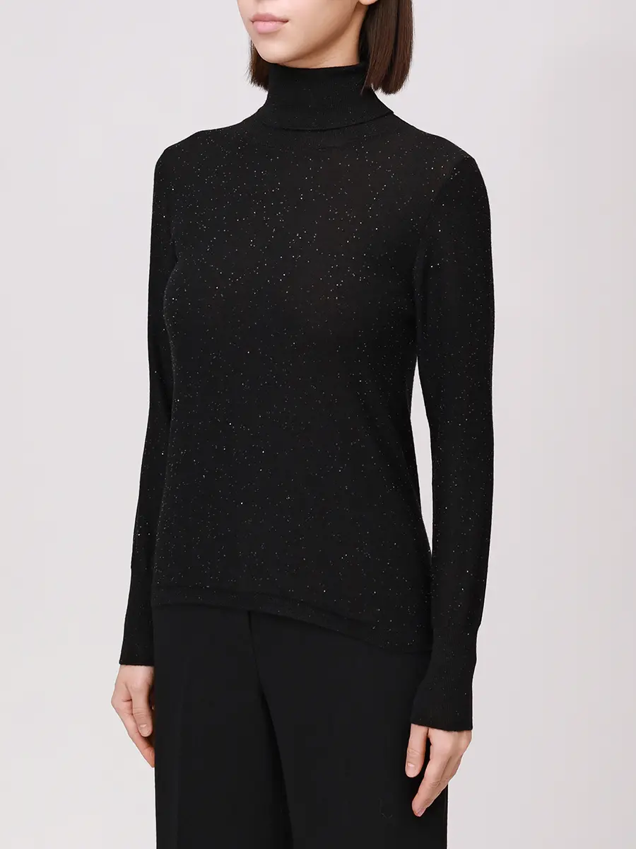 Водолазка из шерсти и шелка PANICALE D370159CL 37D14B 0991 Черный  Фото 4