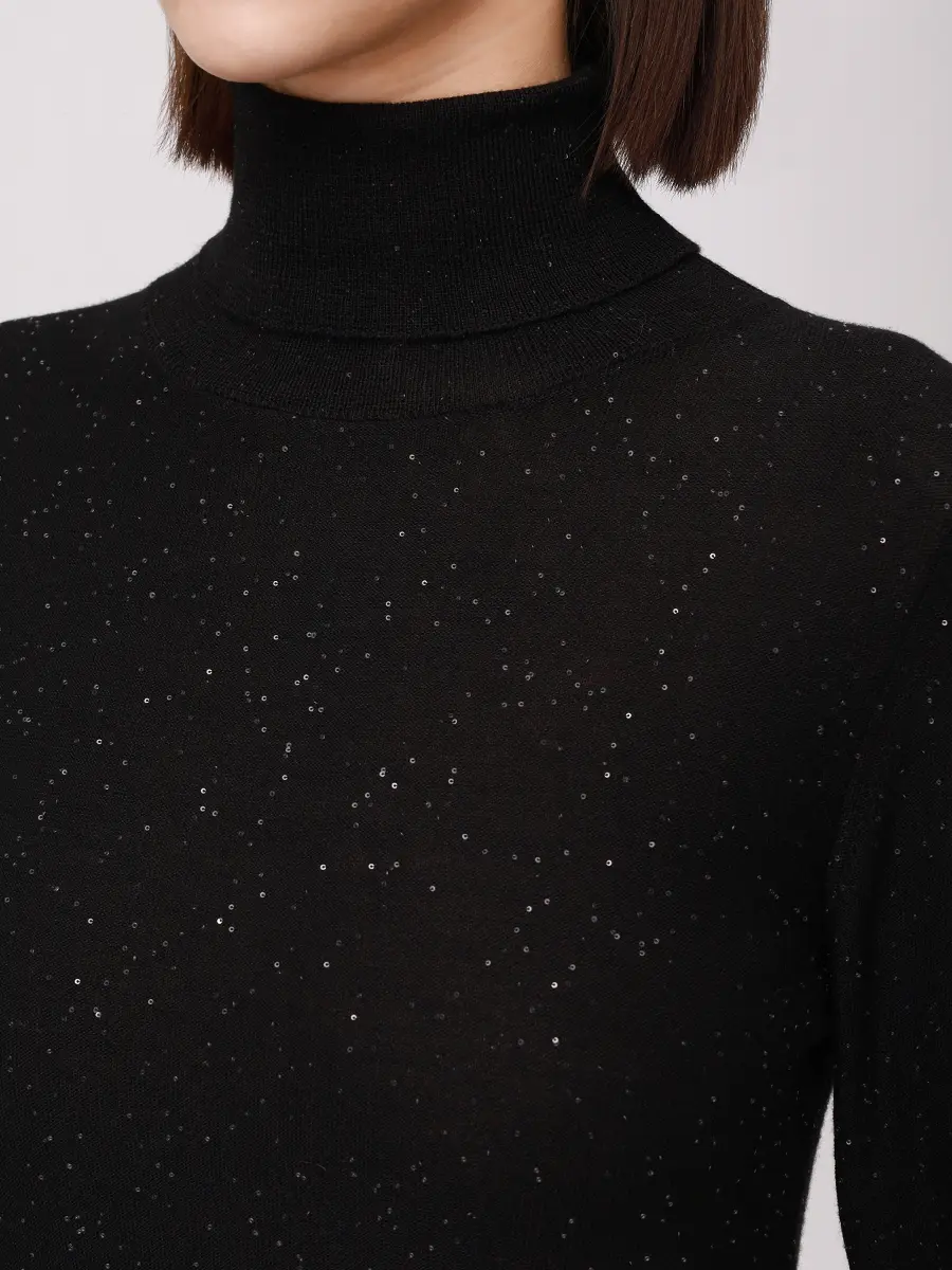 Водолазка из шерсти и шелка PANICALE D370159CL 37D14B 0991 Черный  Фото 5