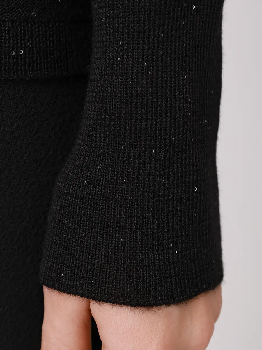 Водолазка из шерсти и шелка PANICALE D370159CL 37D14B 0991 Черный  Фото 6