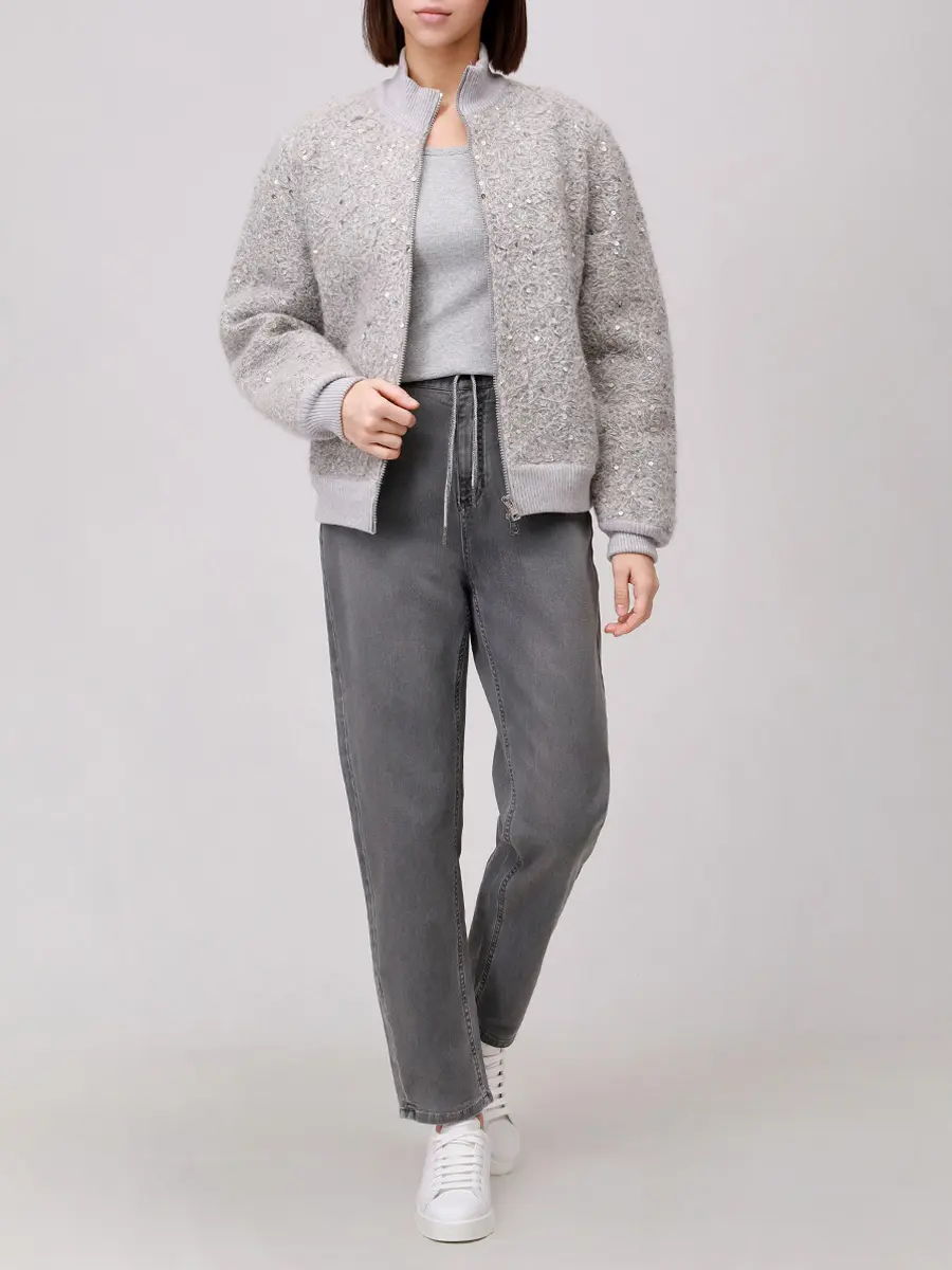 Топ хлопковый PANICALE D371665CA 37D10A 0930 Серый  Фото 2