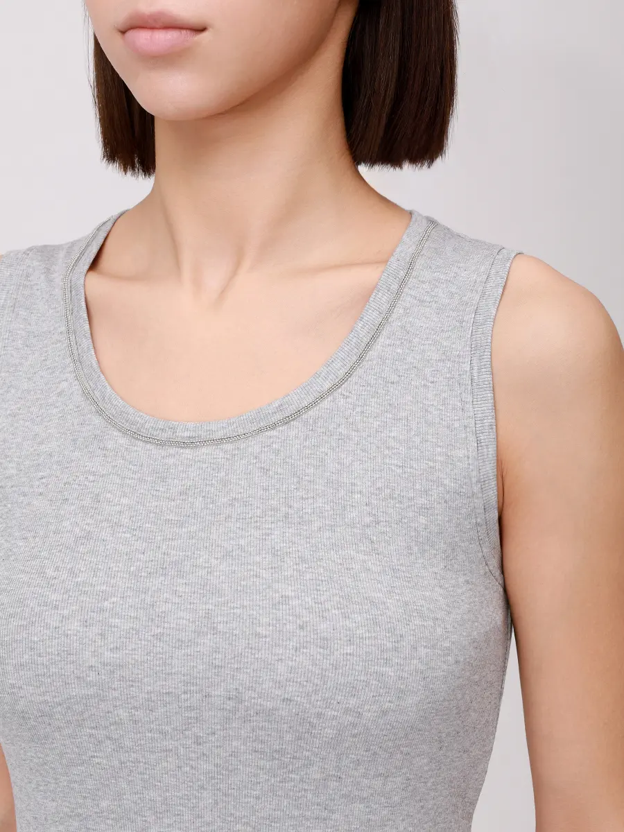 Топ хлопковый PANICALE D371665CA 37D10A 0930 Серый  Фото 5
