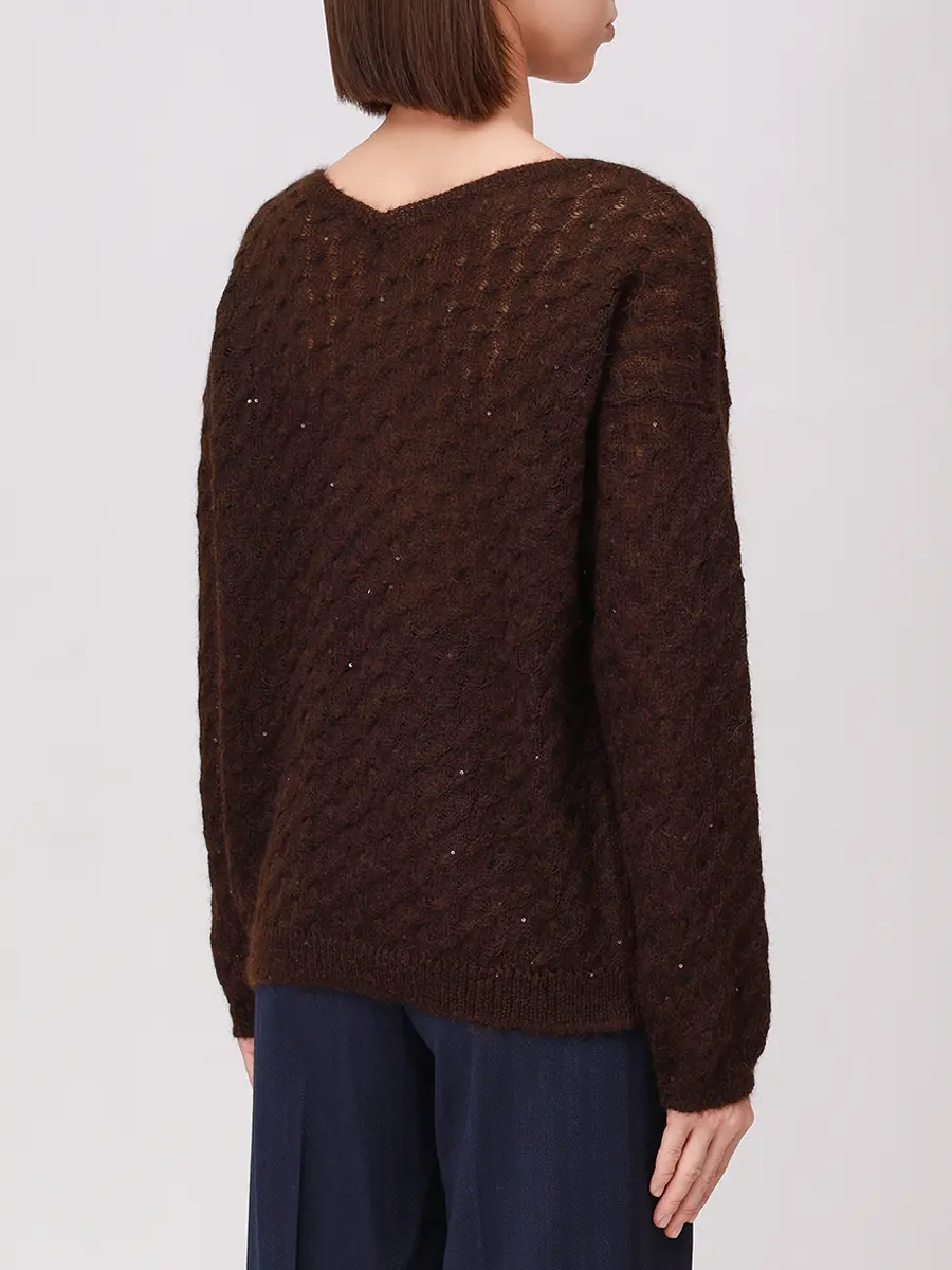 Пуловер шерстяной PANICALE D370472V 37D23 0291 Темно- Коричневый  Фото 3