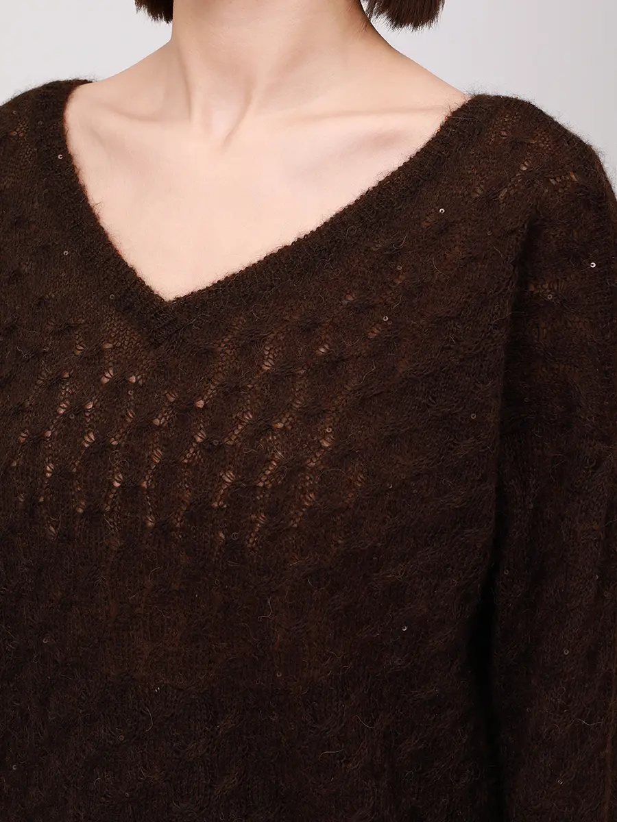 Пуловер шерстяной PANICALE D370472V 37D23 0291 Темно- Коричневый  Фото 5