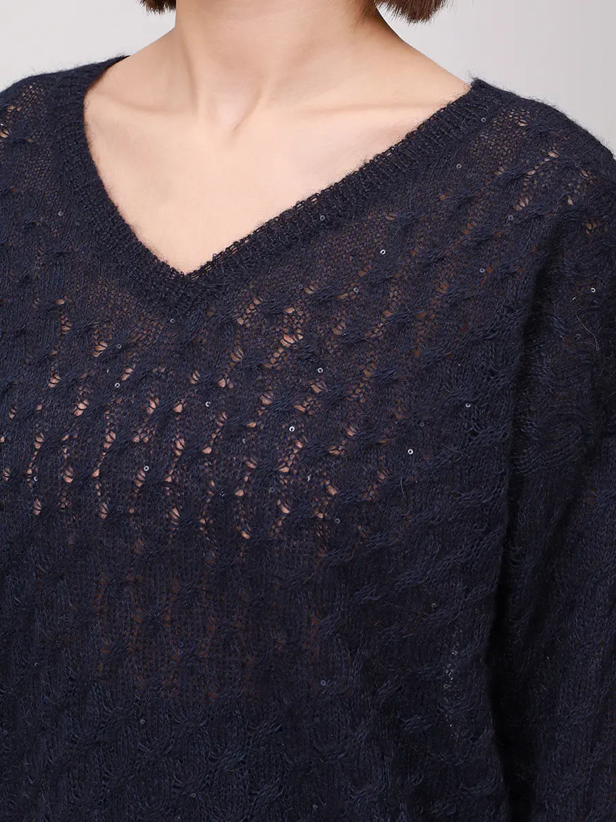 Пуловер шерстяной PANICALE D370472V 37D23 0591 Темно- Синий  Фото 5