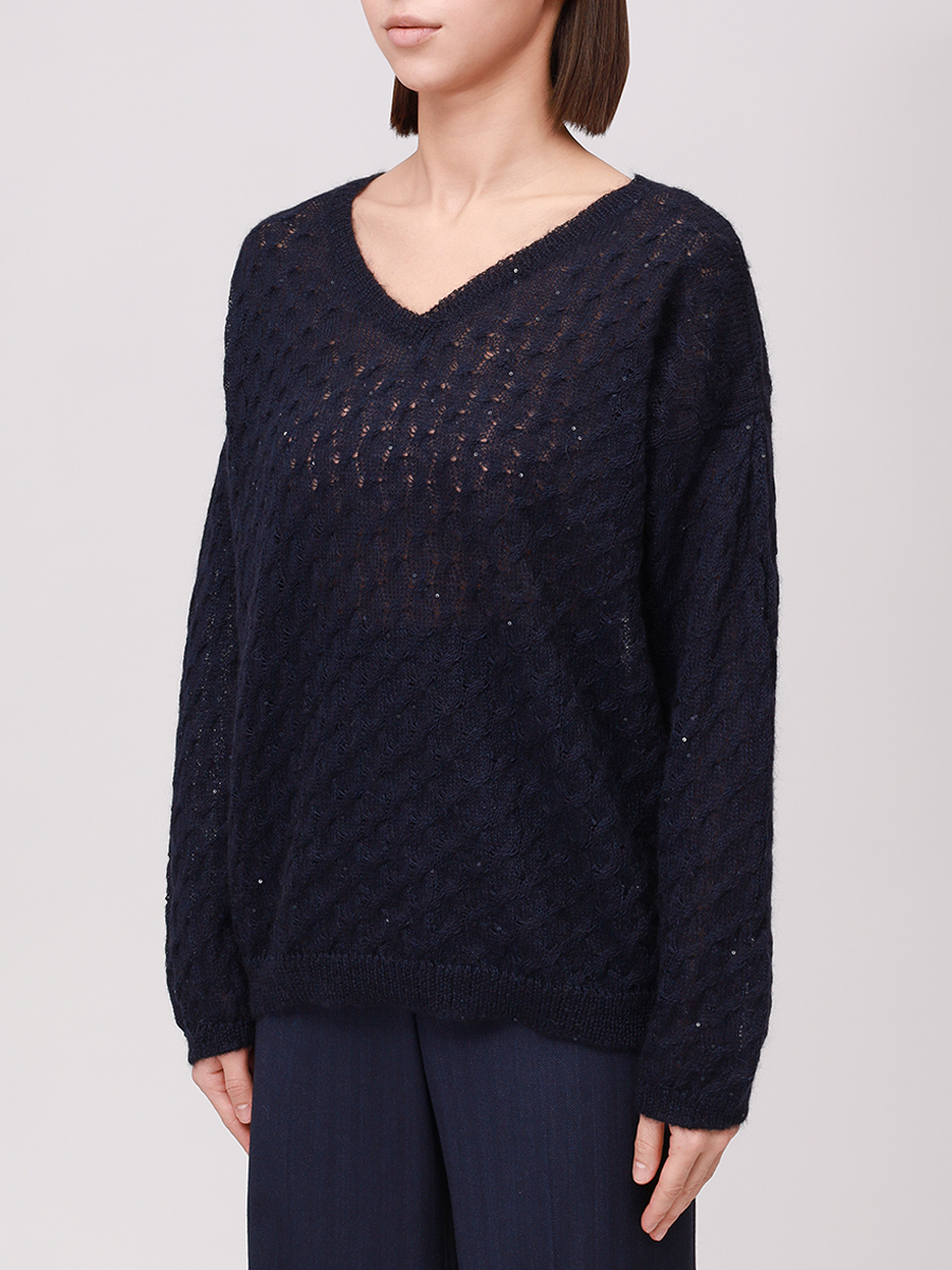 Пуловер шерстяной PANICALE D370472V 37D23 0591 Темно- Синий  Фото 4