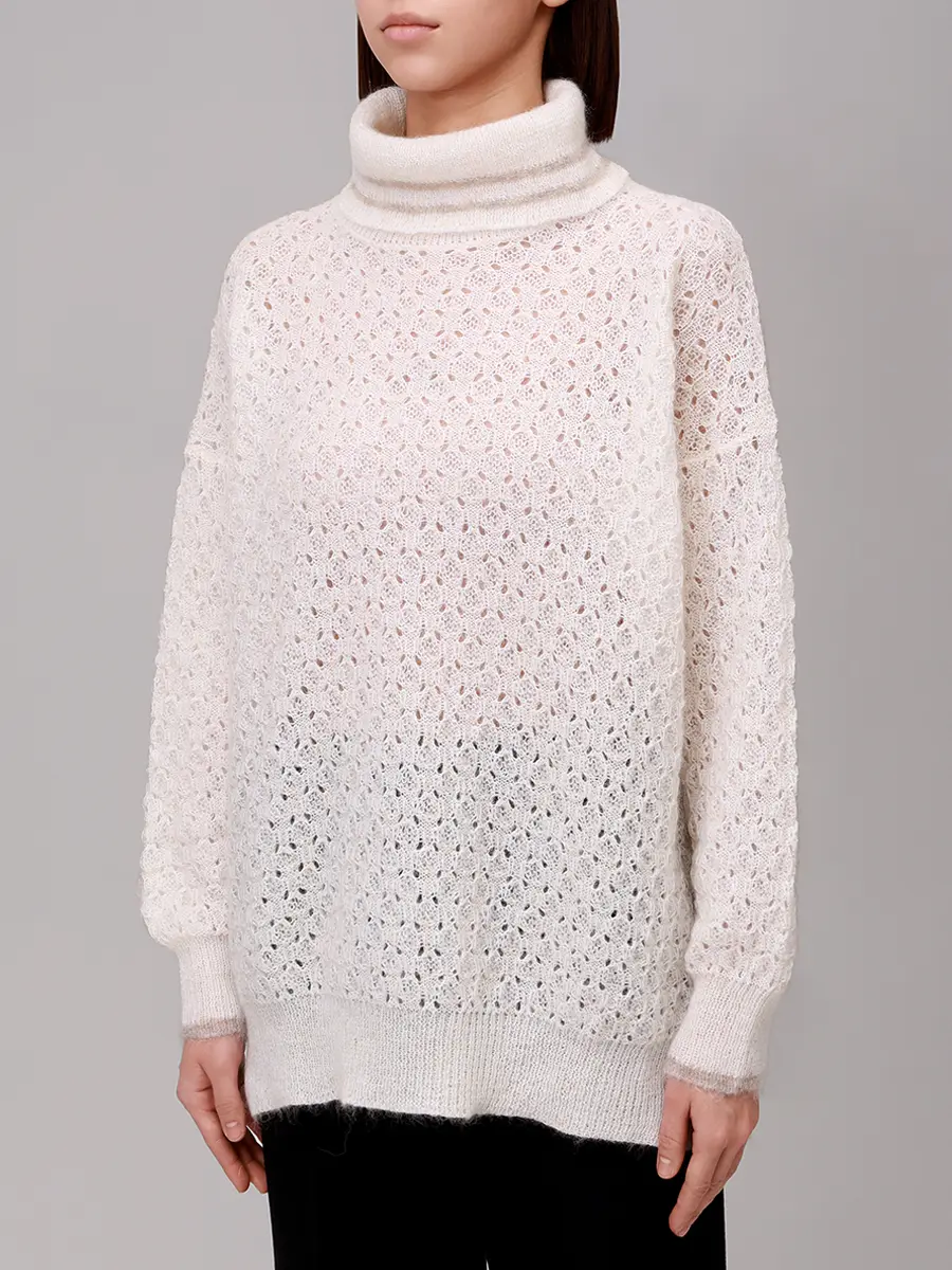 Свитер шерстяной PANICALE D370459CL 37D24 0205 Кремовый  Фото 4