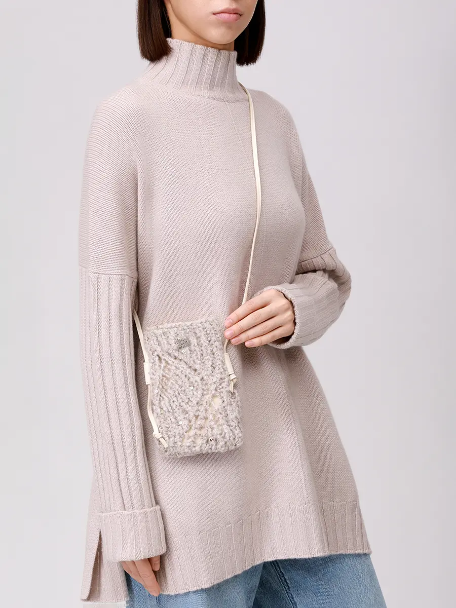 Сумка с пайетками PANICALE D37PHONE 37D20A 0221 Бежевый  Фото 2