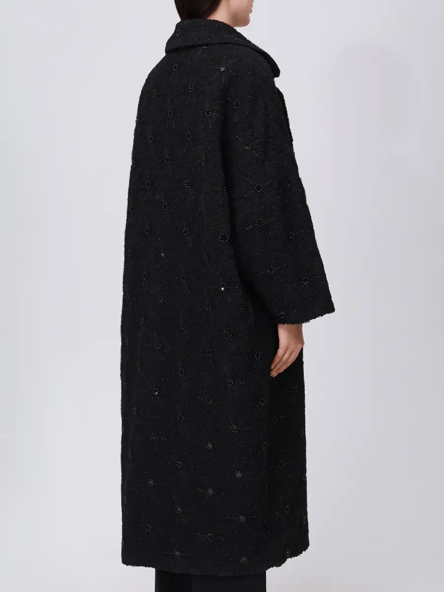Пальто с вышивкой NISSA RG15466 BLACK Черный  Фото 3