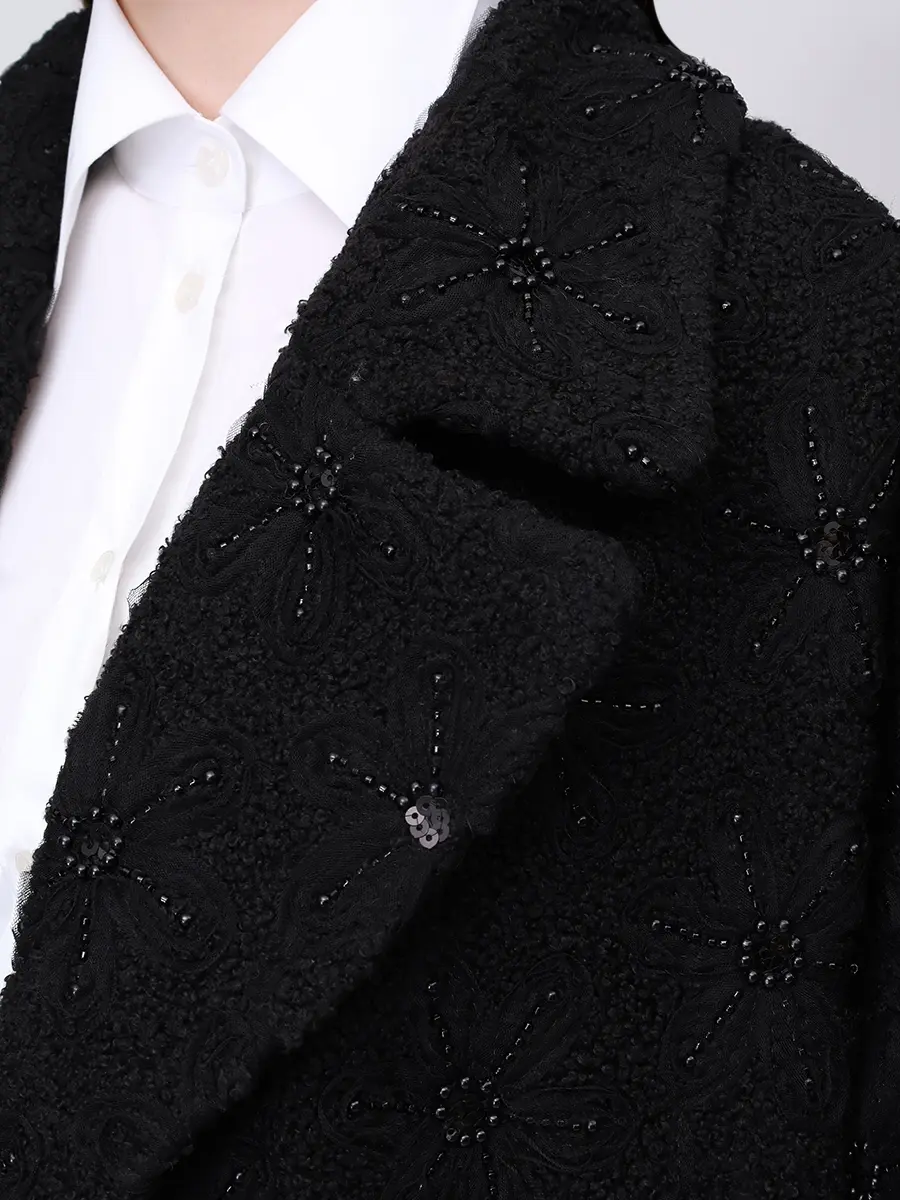 Пальто с вышивкой NISSA RG15466 BLACK Черный  Фото 5