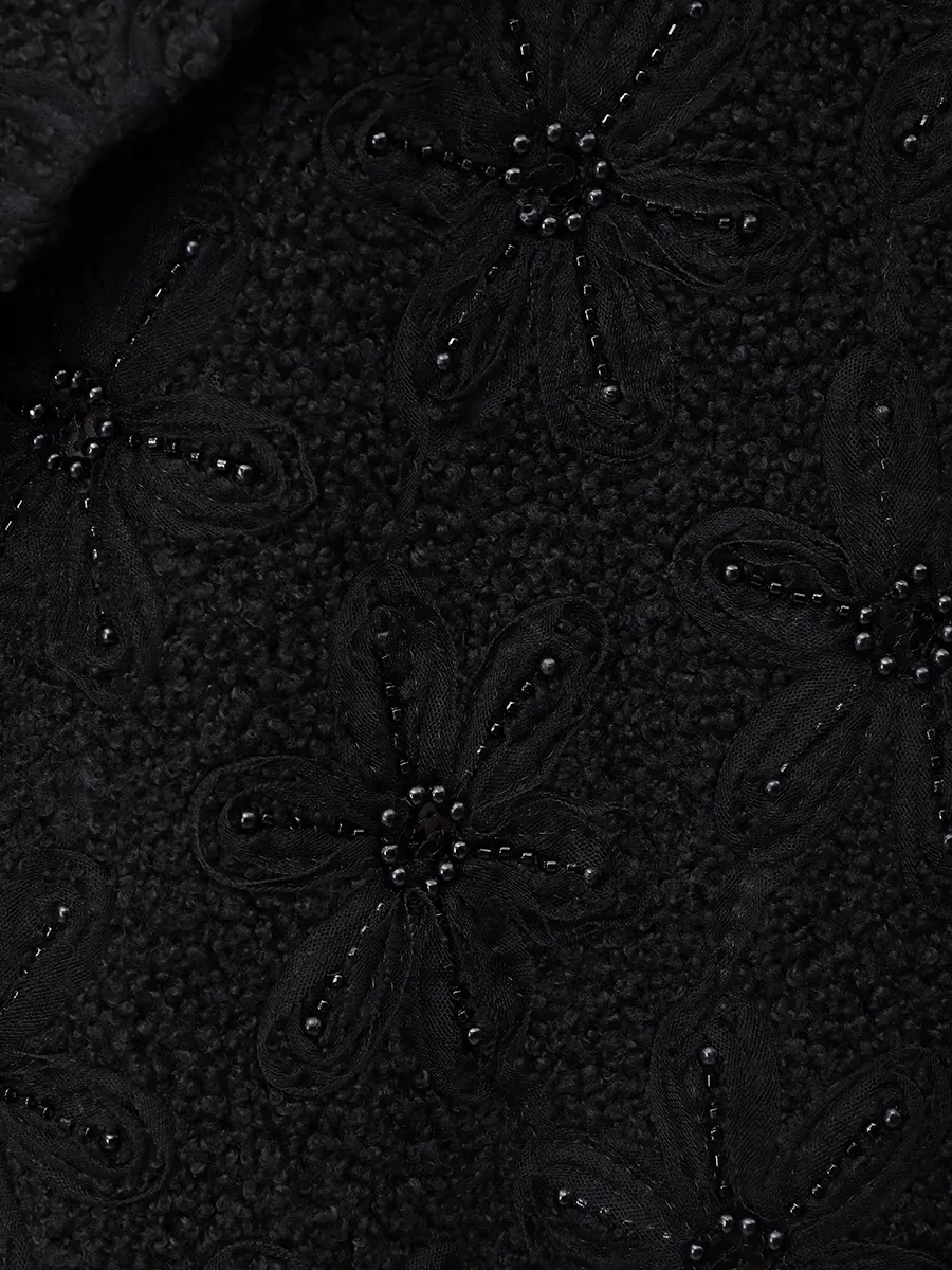 Пальто с вышивкой NISSA RG15466 BLACK Черный  Фото 6