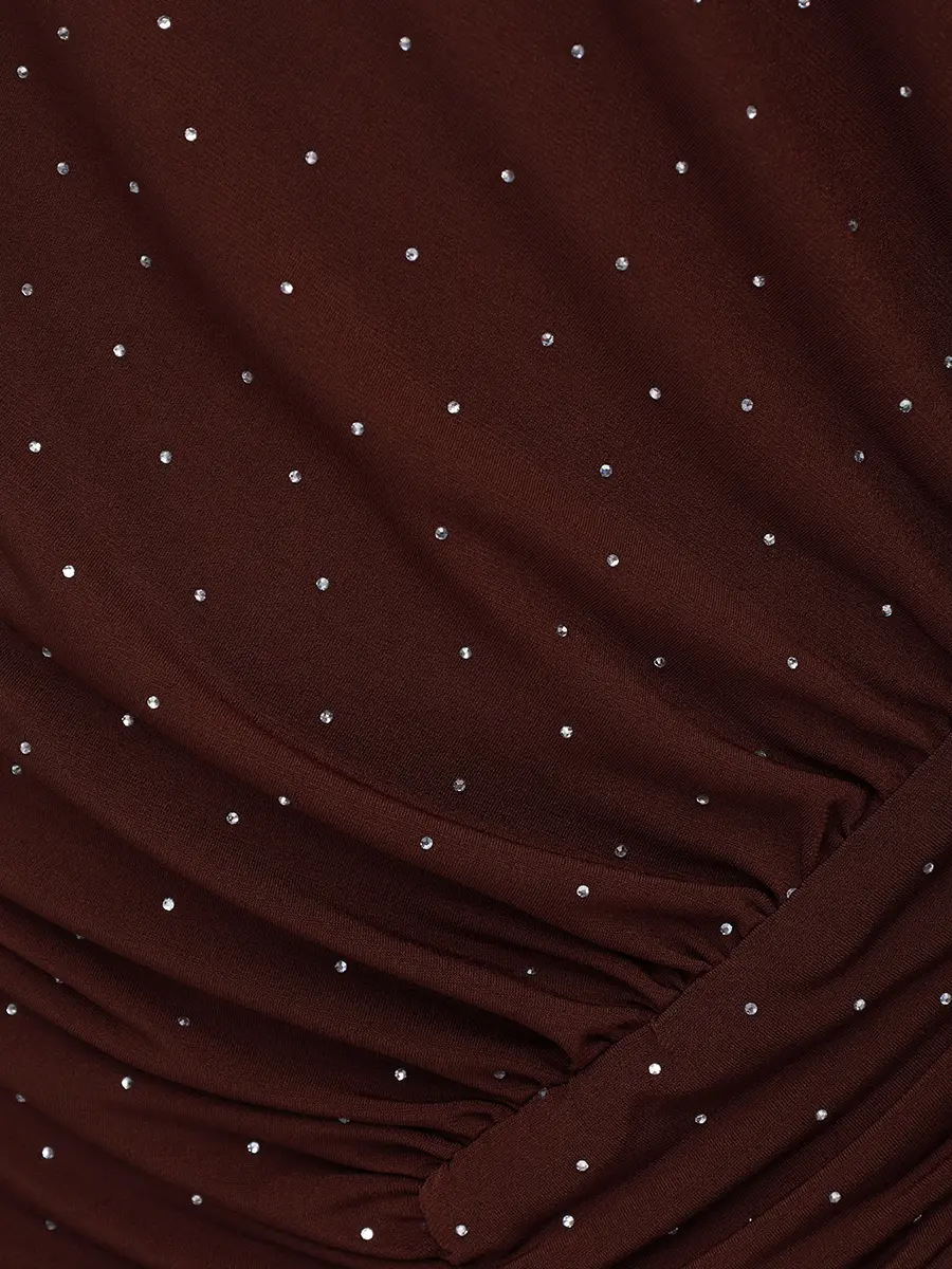 

Платье однотонное, Коричневый, RS16093A BROWN