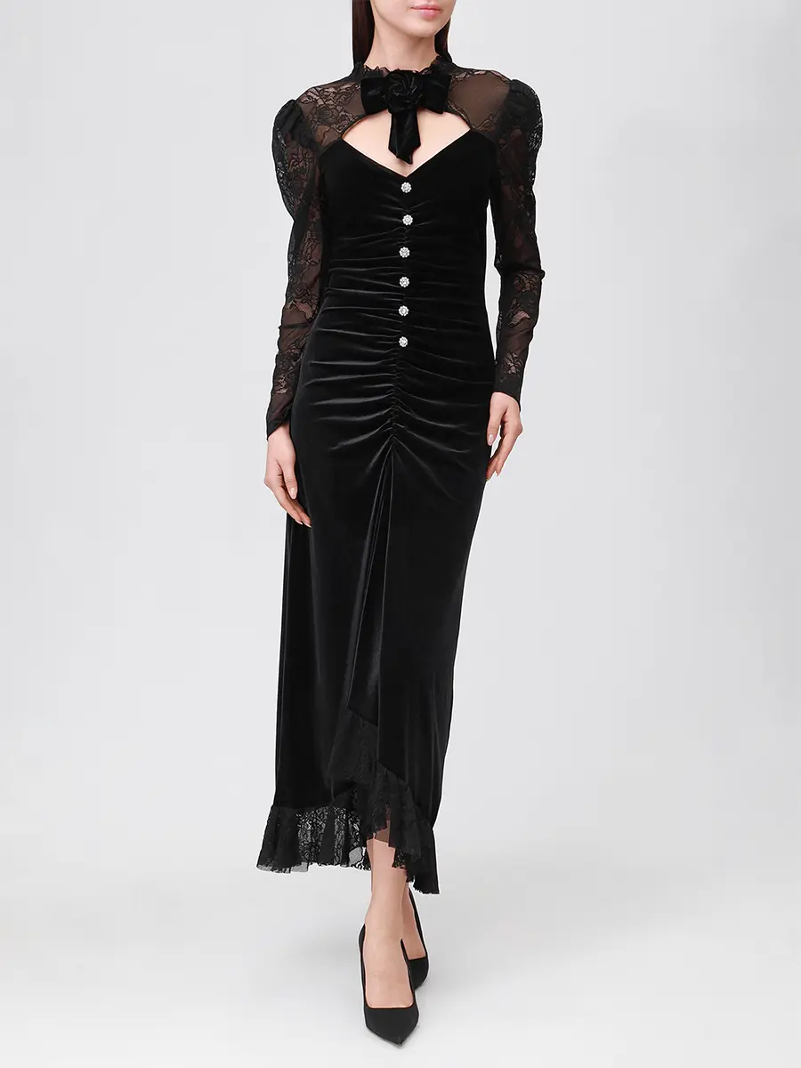 Платье комбинированное NISSA RS15890 BLACK Черный  Фото 2