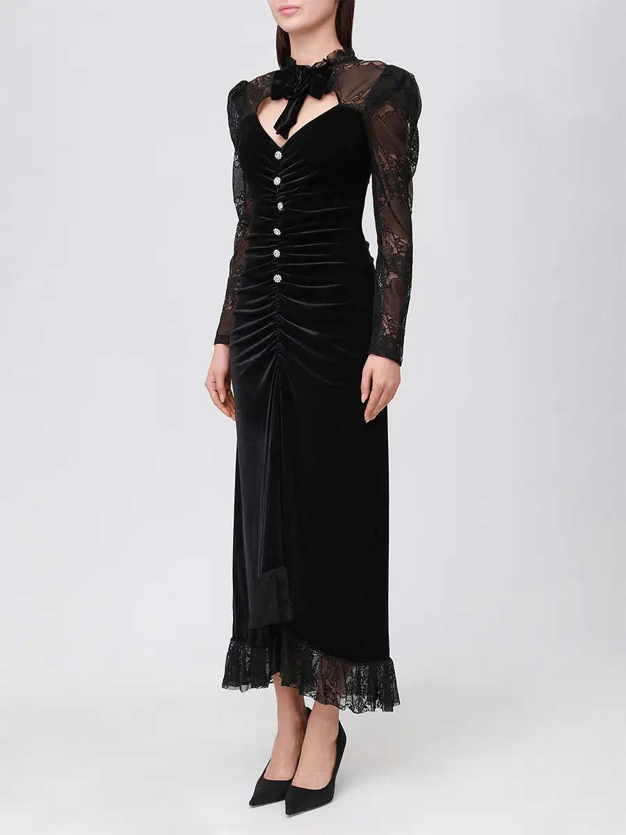 Платье комбинированное NISSA RS15890 BLACK Черный  Фото 4