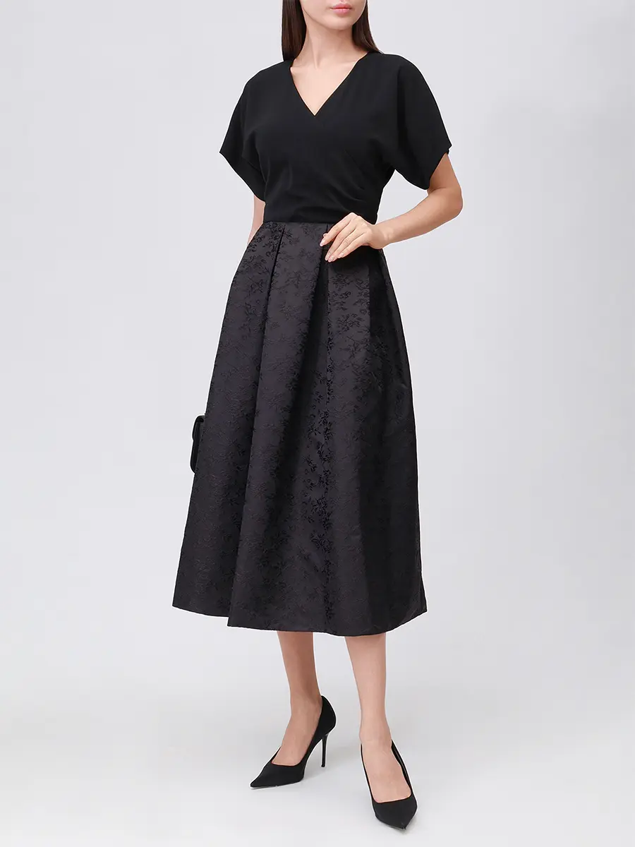 Платье комбинированное NISSA RC16118 BLACK Черный  Фото 2