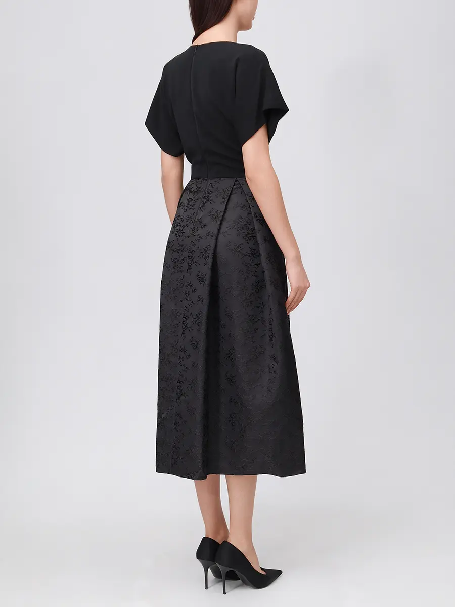 Платье комбинированное NISSA RC16118 BLACK Черный  Фото 3