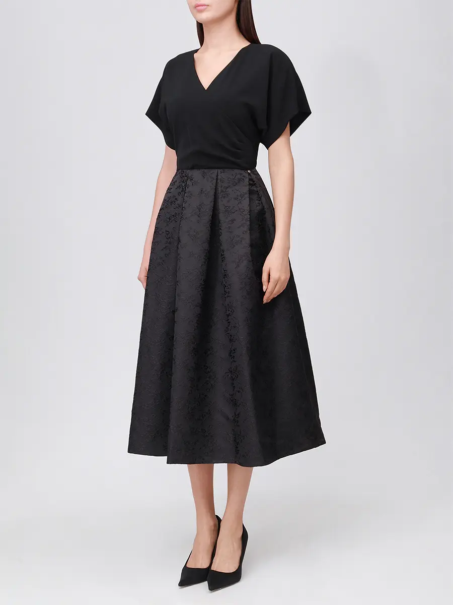 Платье комбинированное NISSA RC16118 BLACK Черный  Фото 4