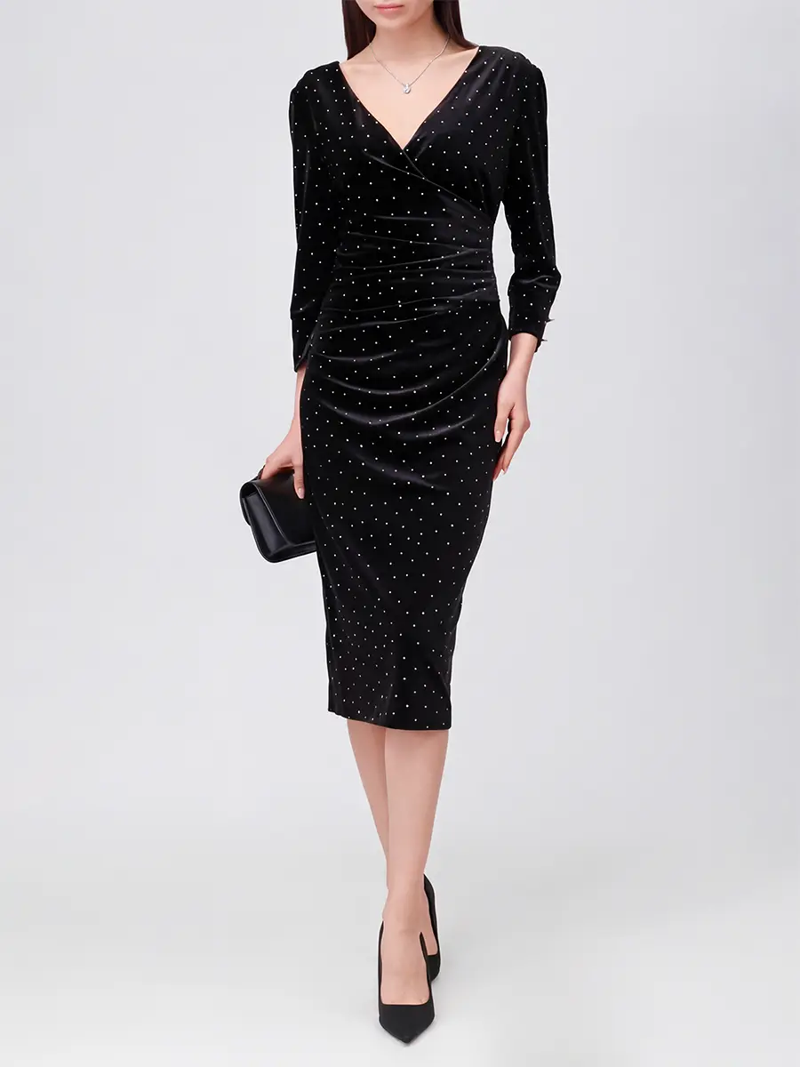 Платье бархатное NISSA RS16096 BLACK Черный  Фото 2