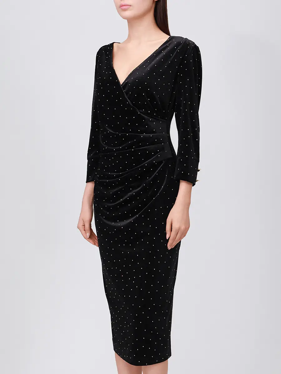 Платье бархатное NISSA RS16096 BLACK Черный  Фото 4