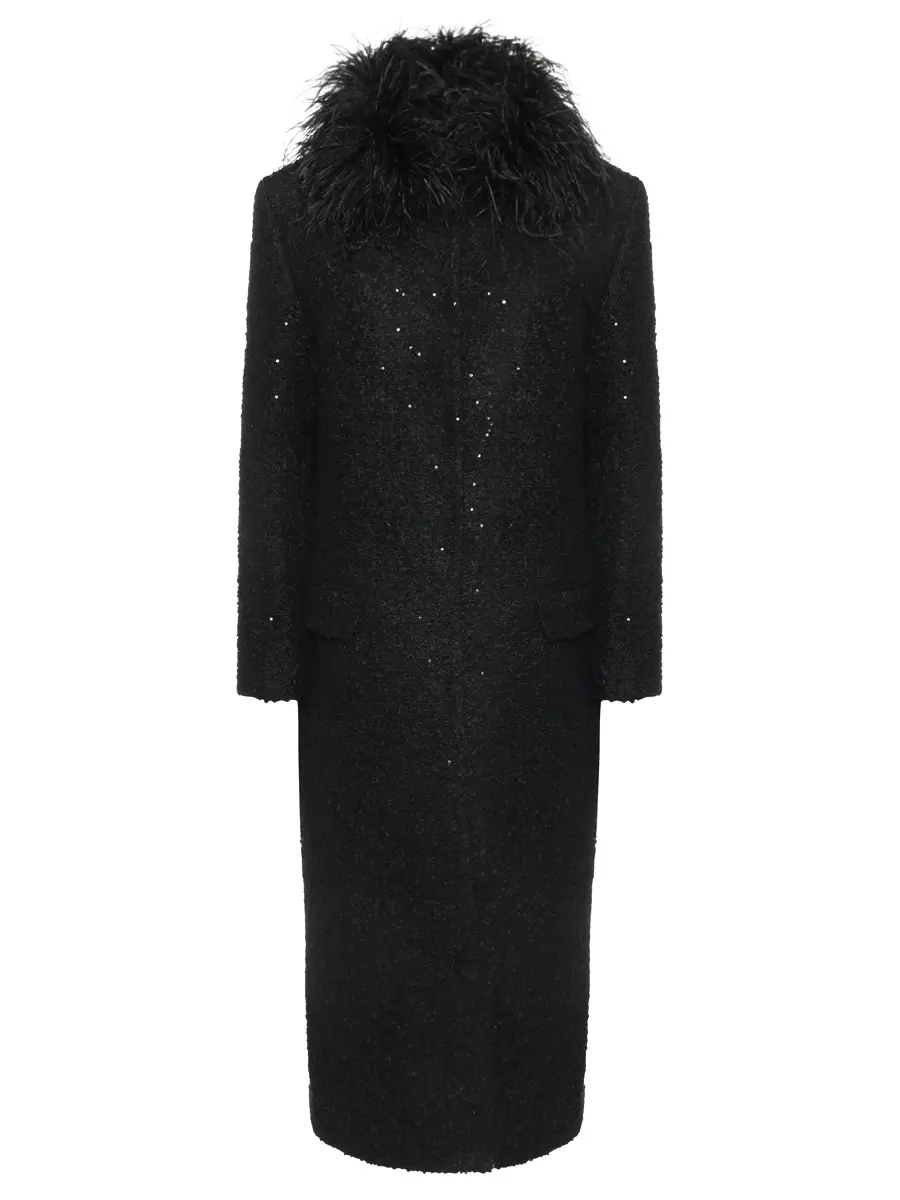Пальто с пайетками NISSA RG16080 BLACK Черный 