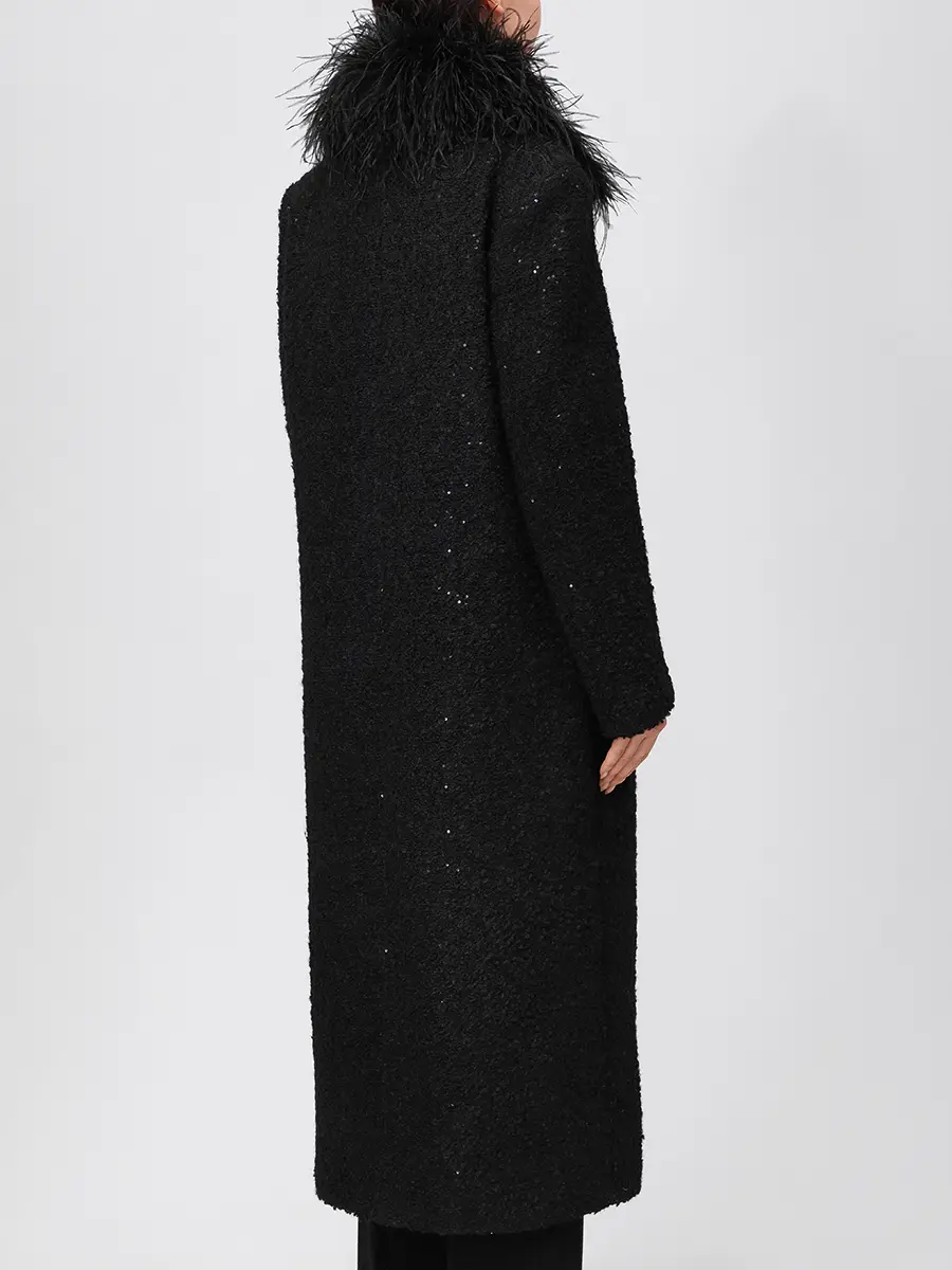 Пальто с пайетками NISSA RG16080 BLACK Черный  Фото 3