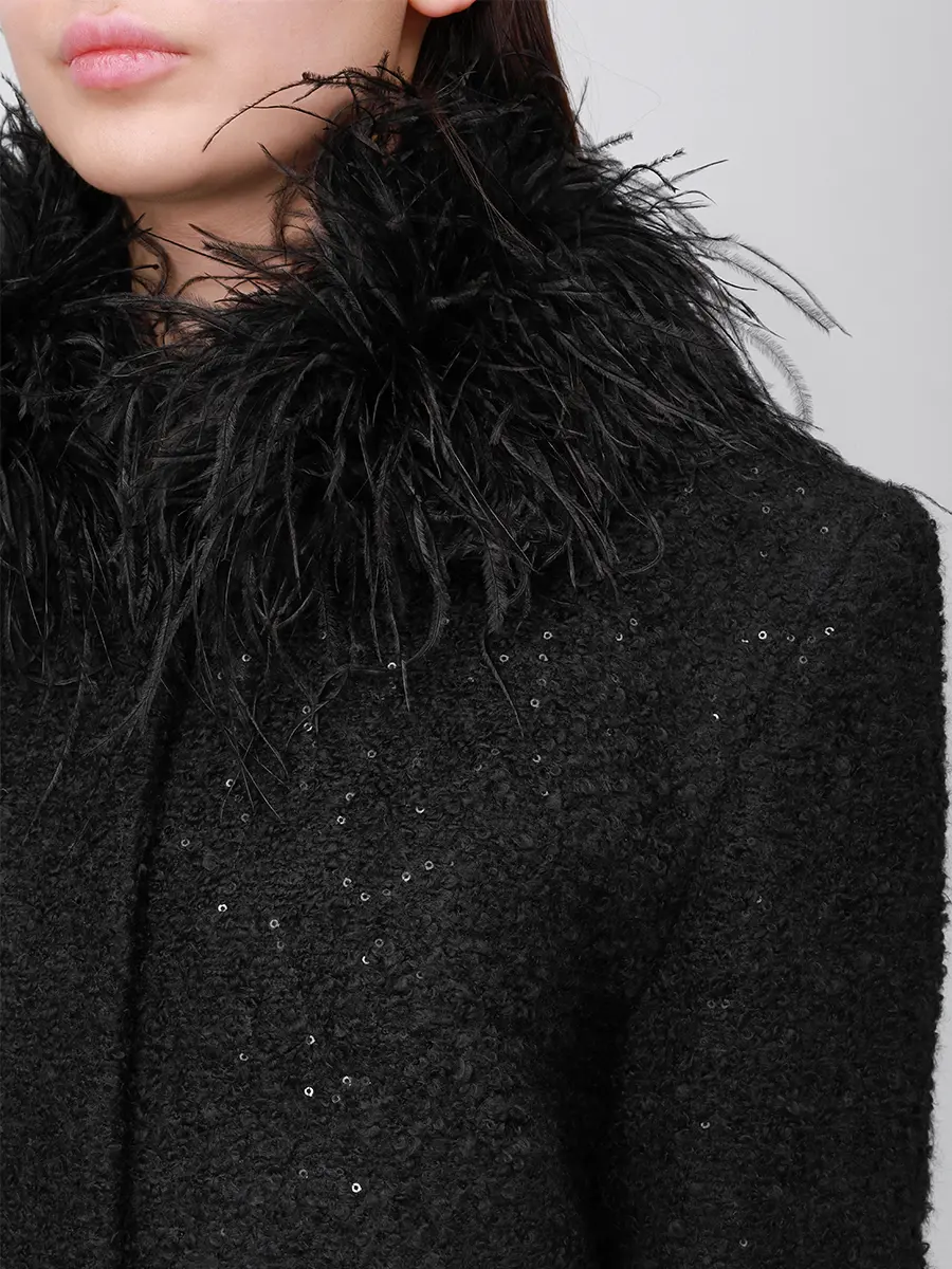 Пальто с пайетками NISSA RG16080 BLACK Черный  Фото 5