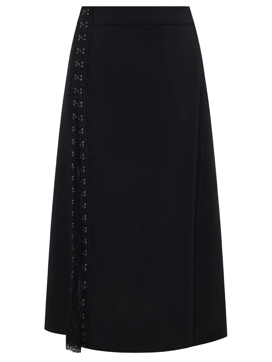 

Юбка с кружевом, Черный, F16138 BLACK