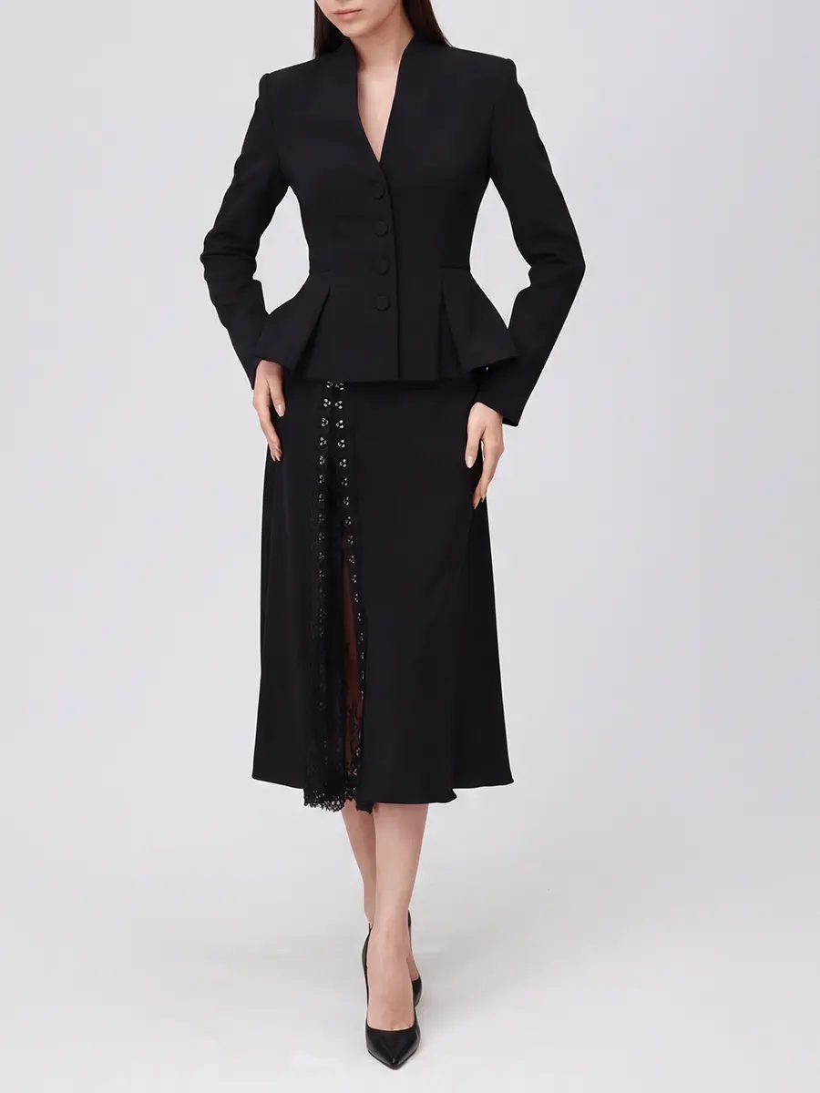 Юбка с кружевом NISSA F16138 BLACK Черный  Фото 2