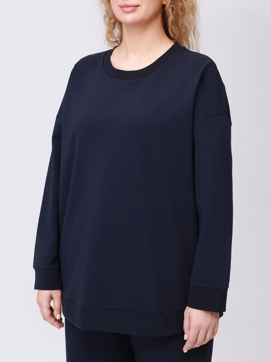 Толстовка хлопковая PERSONA BY MARINA RINALDI 2523926031 001 044 Темно- Синий  Фото 4