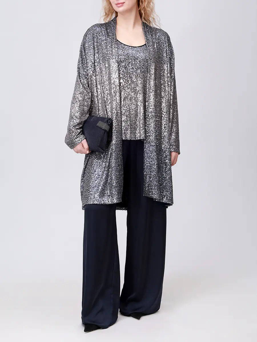 Брюки атласные PERSONA BY MARINA RINALDI 2523136171 003 1260 Темно- Синий  Фото 2