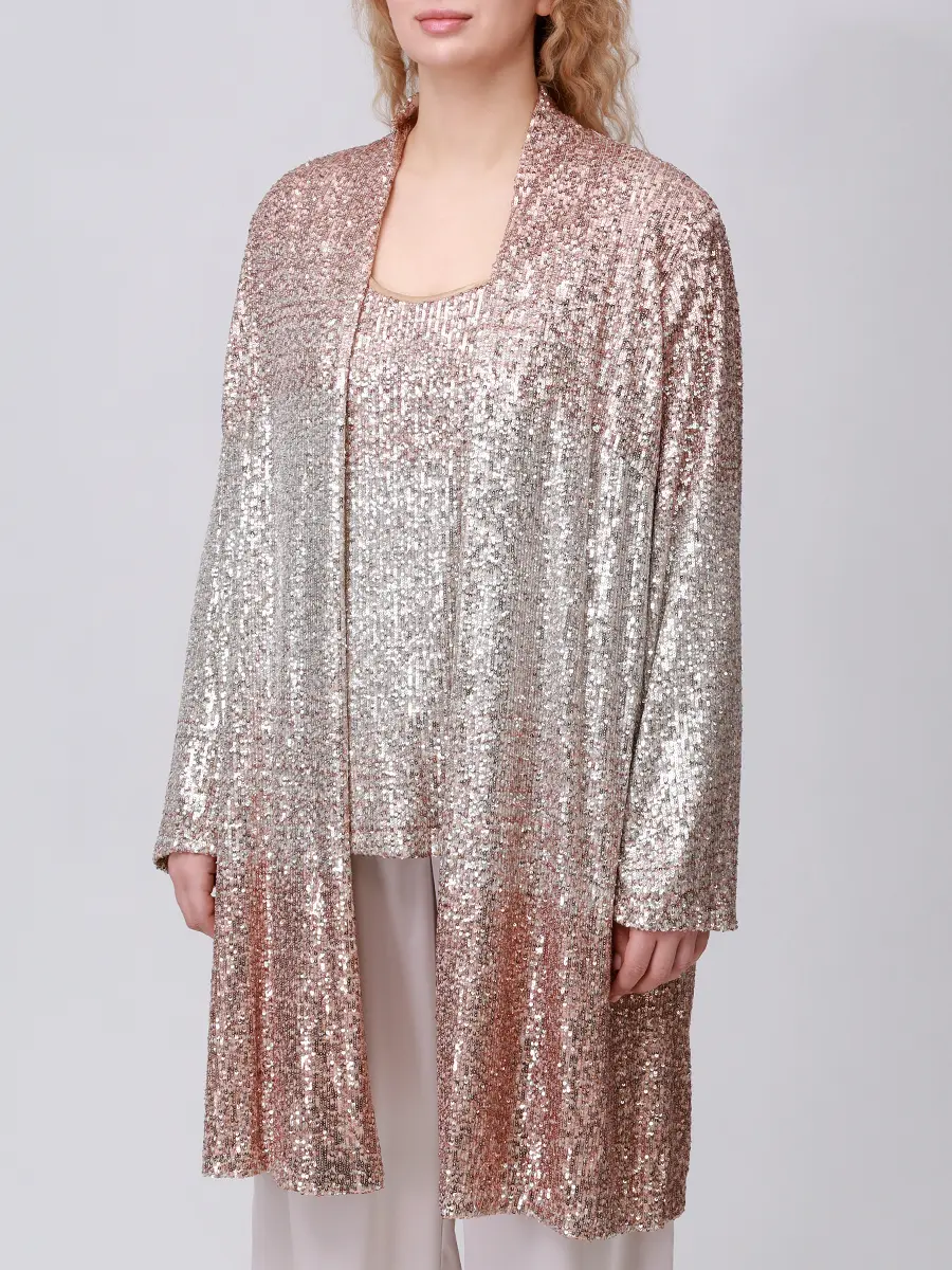 Кардиган с пайетками PERSONA BY MARINA RINALDI 2523126051 002 1800 Золотой  Фото 4