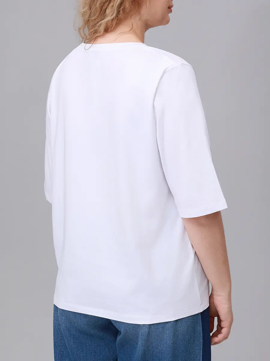 Футболка хлопковая PERSONA BY MARINA RINALDI 2523976111 001 1286 Белый  Фото 3