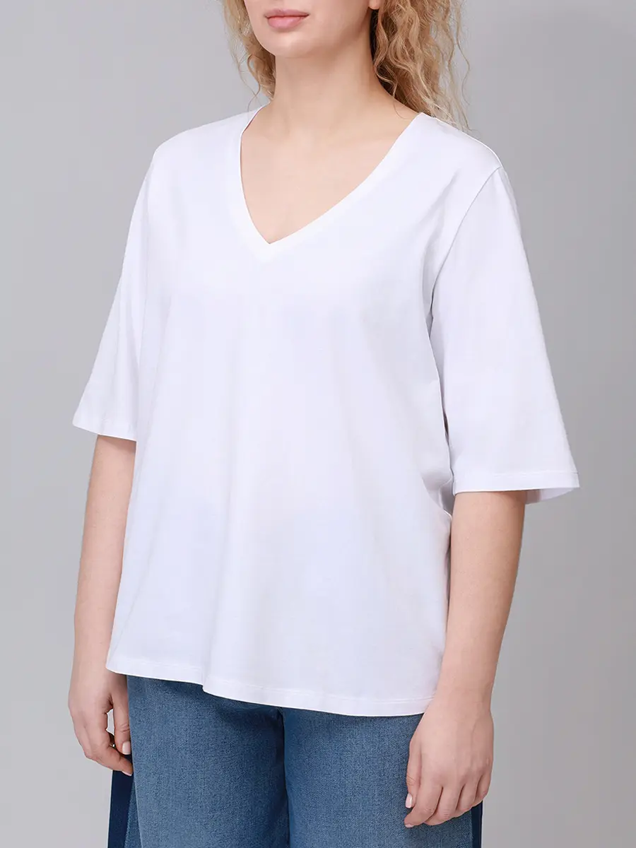 Футболка хлопковая PERSONA BY MARINA RINALDI 2523976111 001 1286 Белый  Фото 4