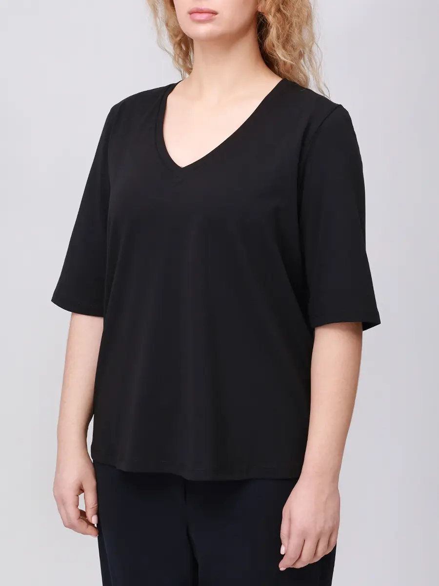 Футболка хлопковая PERSONA BY MARINA RINALDI 2523976111 004 1286 Черный  Фото 4