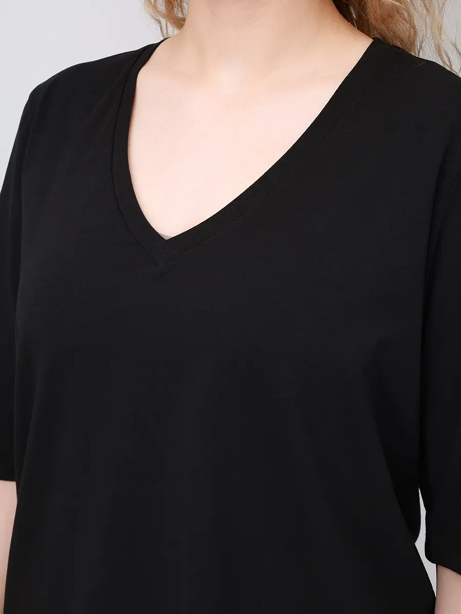 Футболка хлопковая PERSONA BY MARINA RINALDI 2523976111 004 1286 Черный  Фото 5