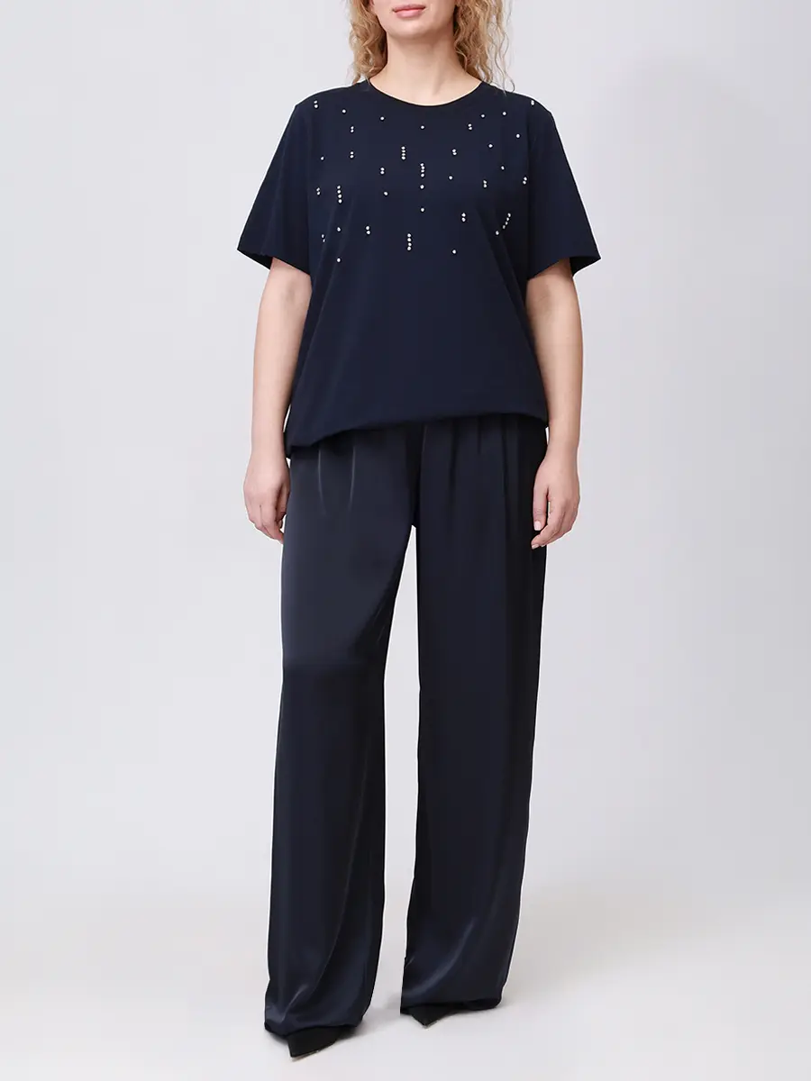 Футболка с кристаллами PERSONA BY MARINA RINALDI 2523976011 005 297 Синий  Фото 2