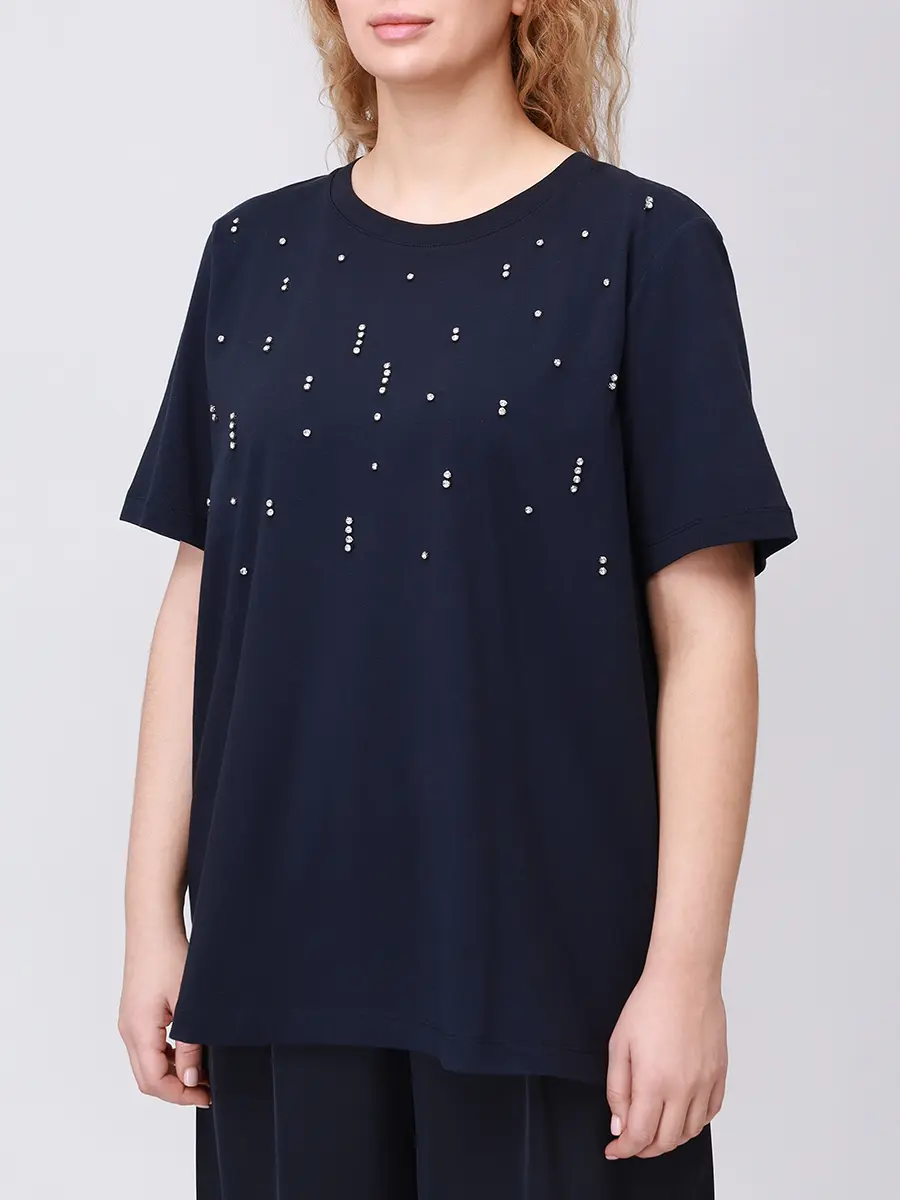 Футболка с кристаллами PERSONA BY MARINA RINALDI 2523976011 005 297 Синий  Фото 4