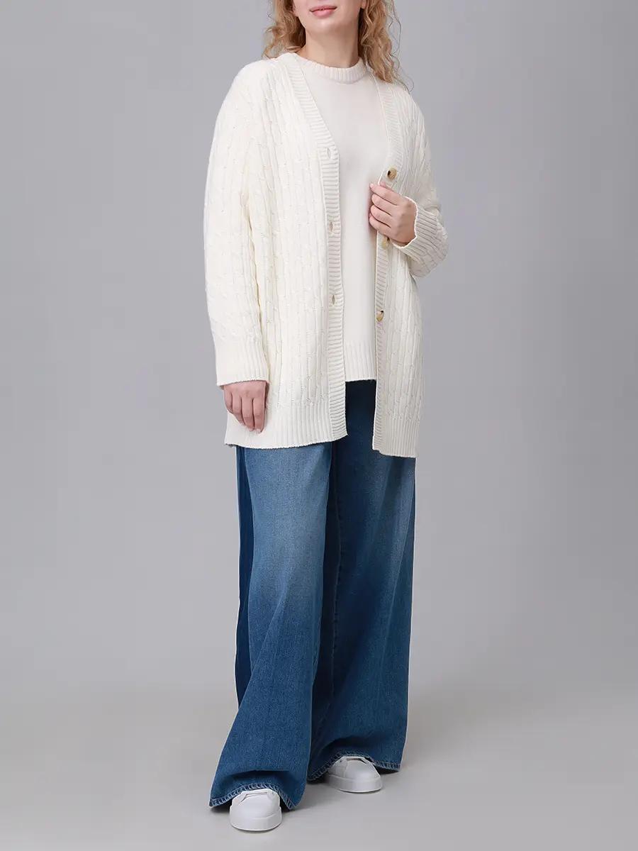 Кардиган вязаный PERSONA BY MARINA RINALDI 2523346155 001 019 Белый  Фото 2