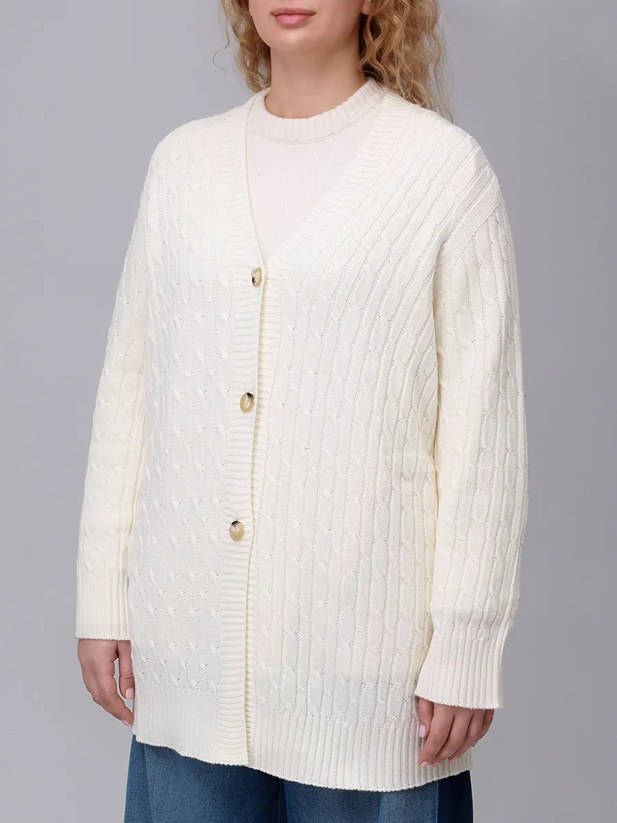 Кардиган вязаный PERSONA BY MARINA RINALDI 2523346155 001 019 Белый  Фото 4