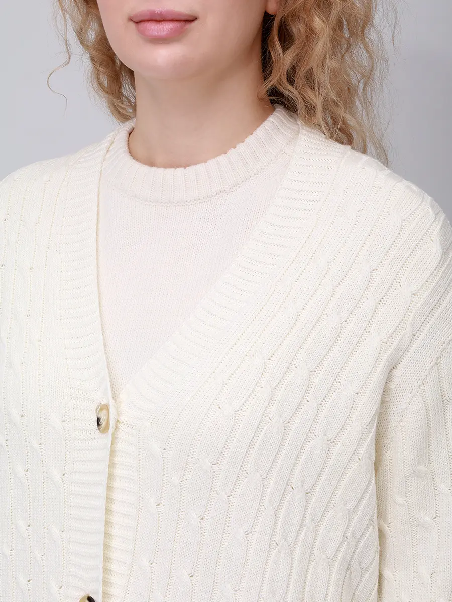 Кардиган вязаный PERSONA BY MARINA RINALDI 2523346155 001 019 Белый  Фото 5