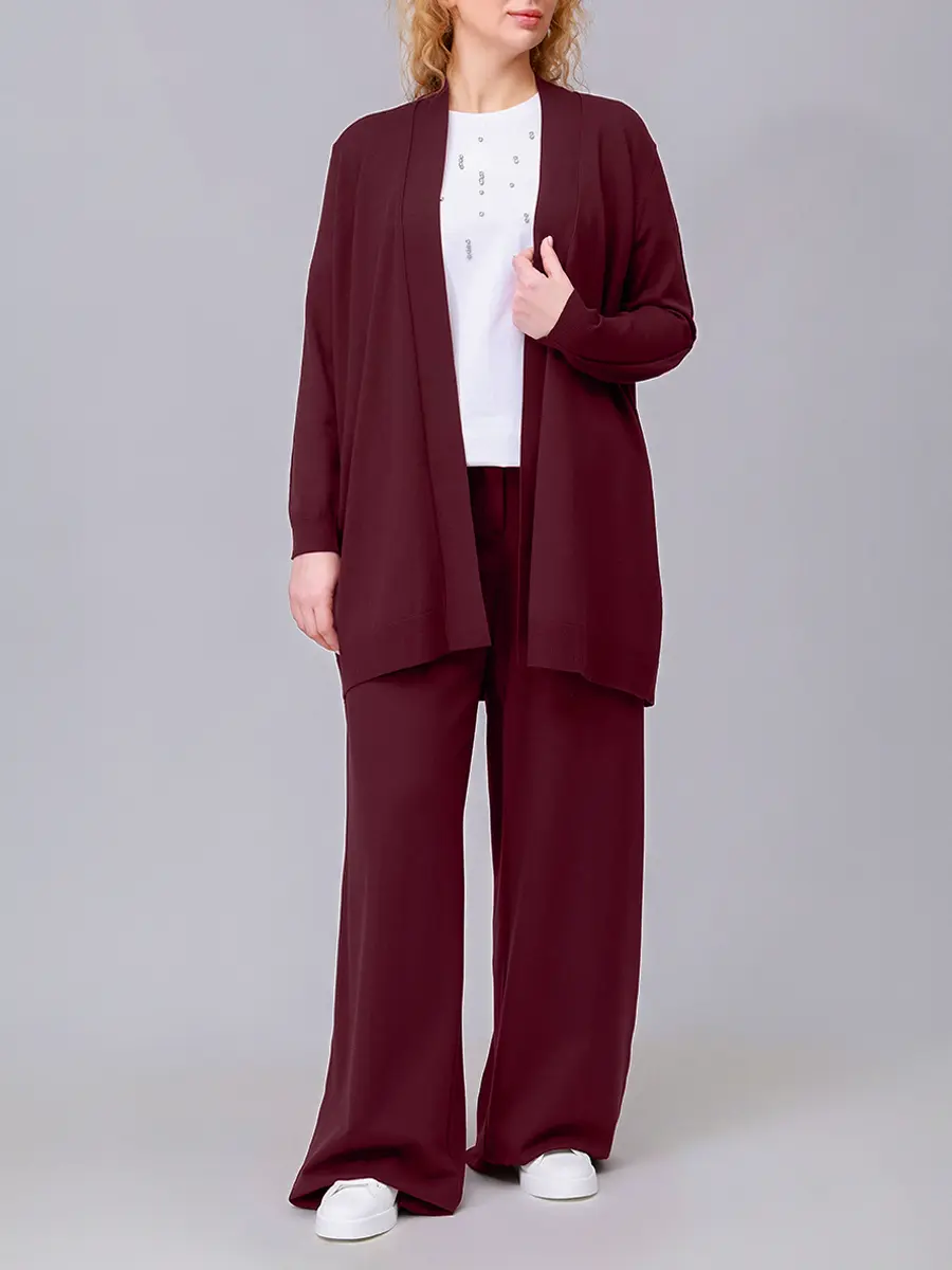 Кардиган из вискозы PERSONA BY MARINA RINALDI 2523346015 004 014 Бордовый  Фото 2