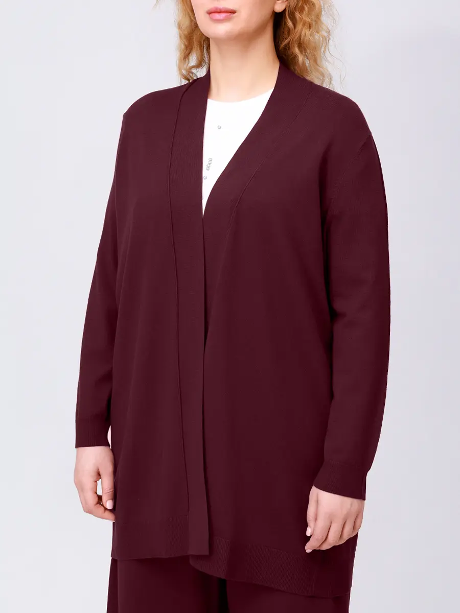 Кардиган из вискозы PERSONA BY MARINA RINALDI 2523346015 004 014 Бордовый  Фото 4