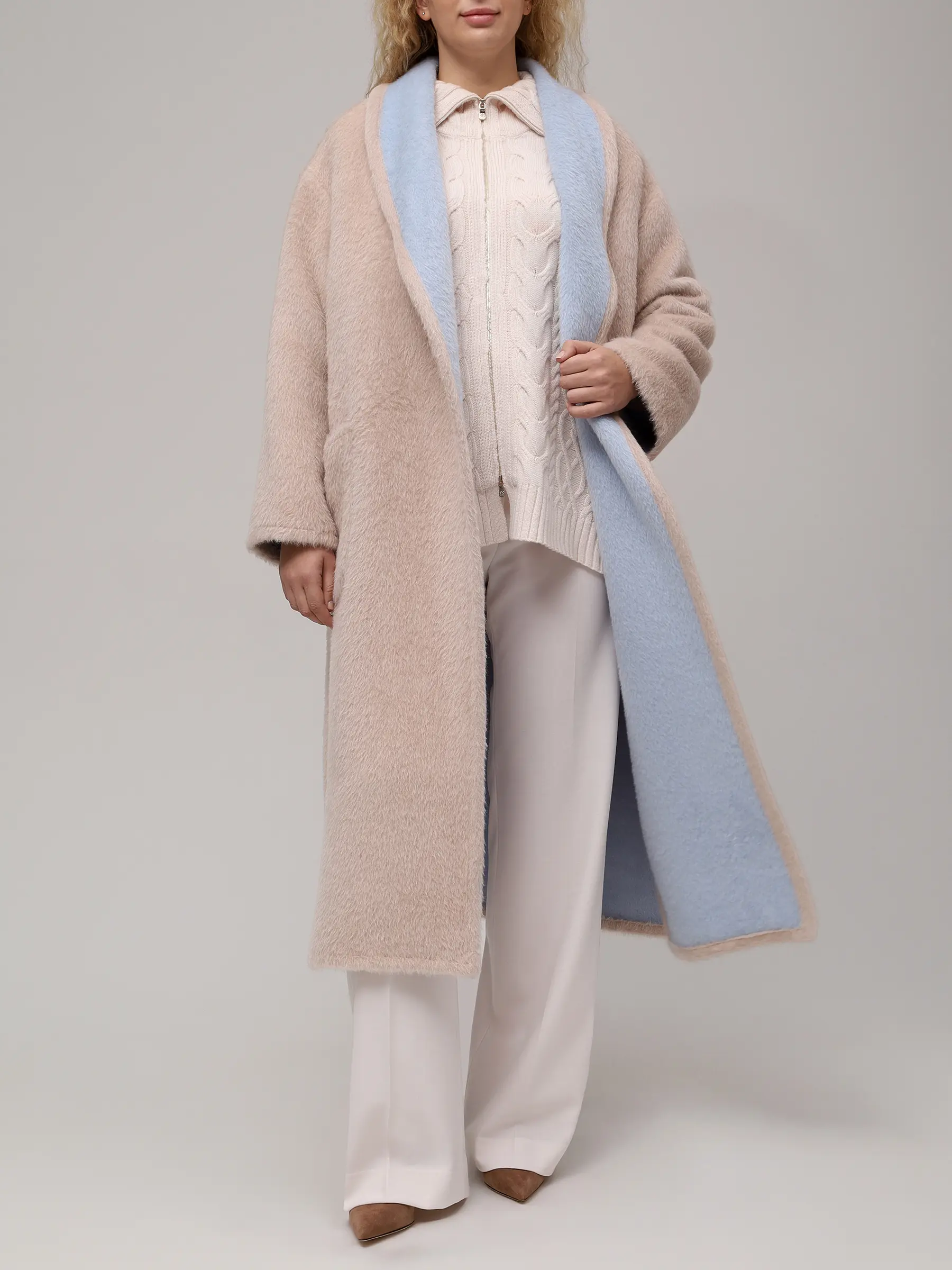 Пальто из шерсти альпака ELISABETTA 77-28 280440/844 Бежевый  Фото 2