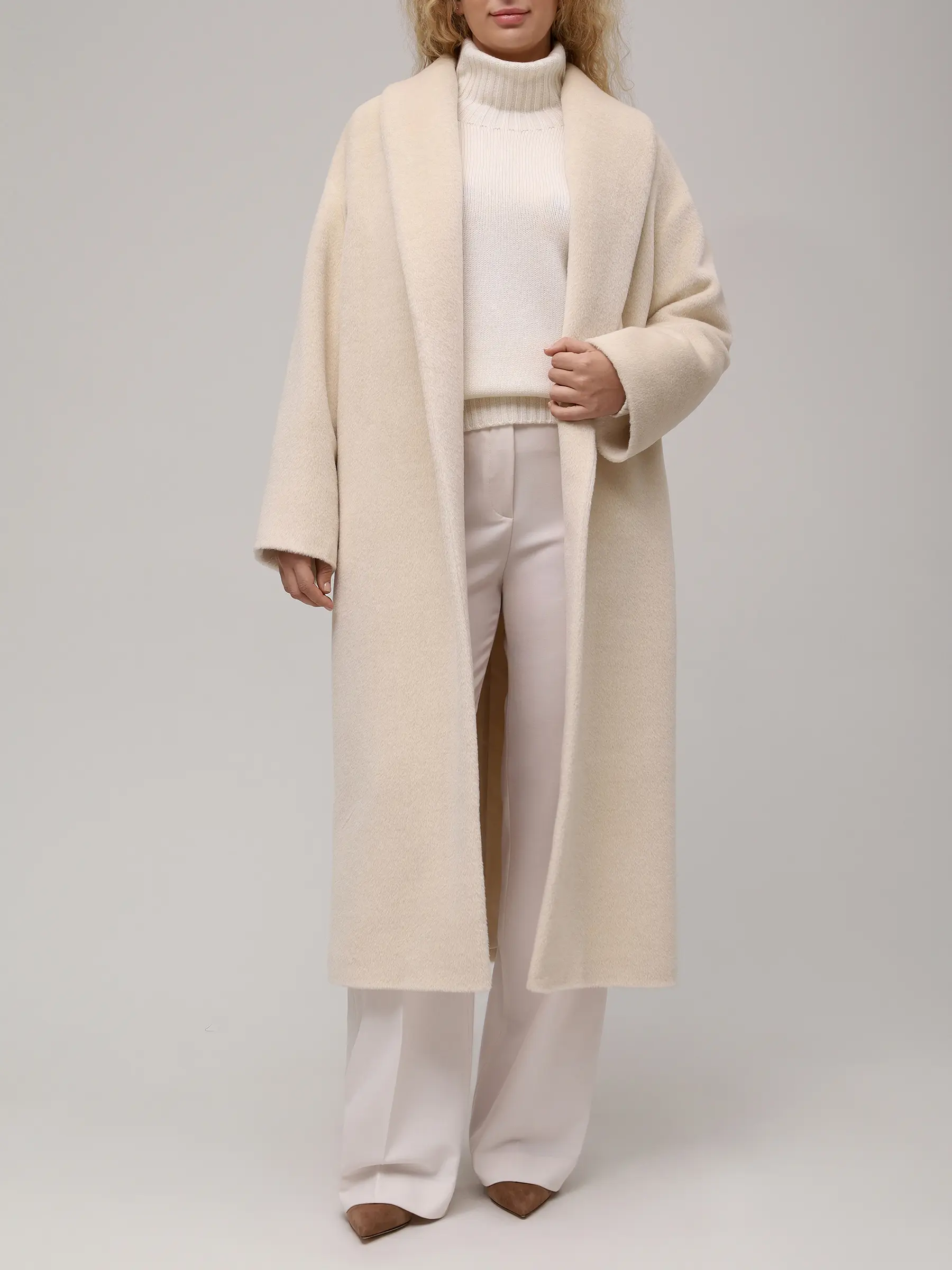 Пальто из шерсти альпака ELISABETTA 75-60 401/188 Кремовый  Фото 2