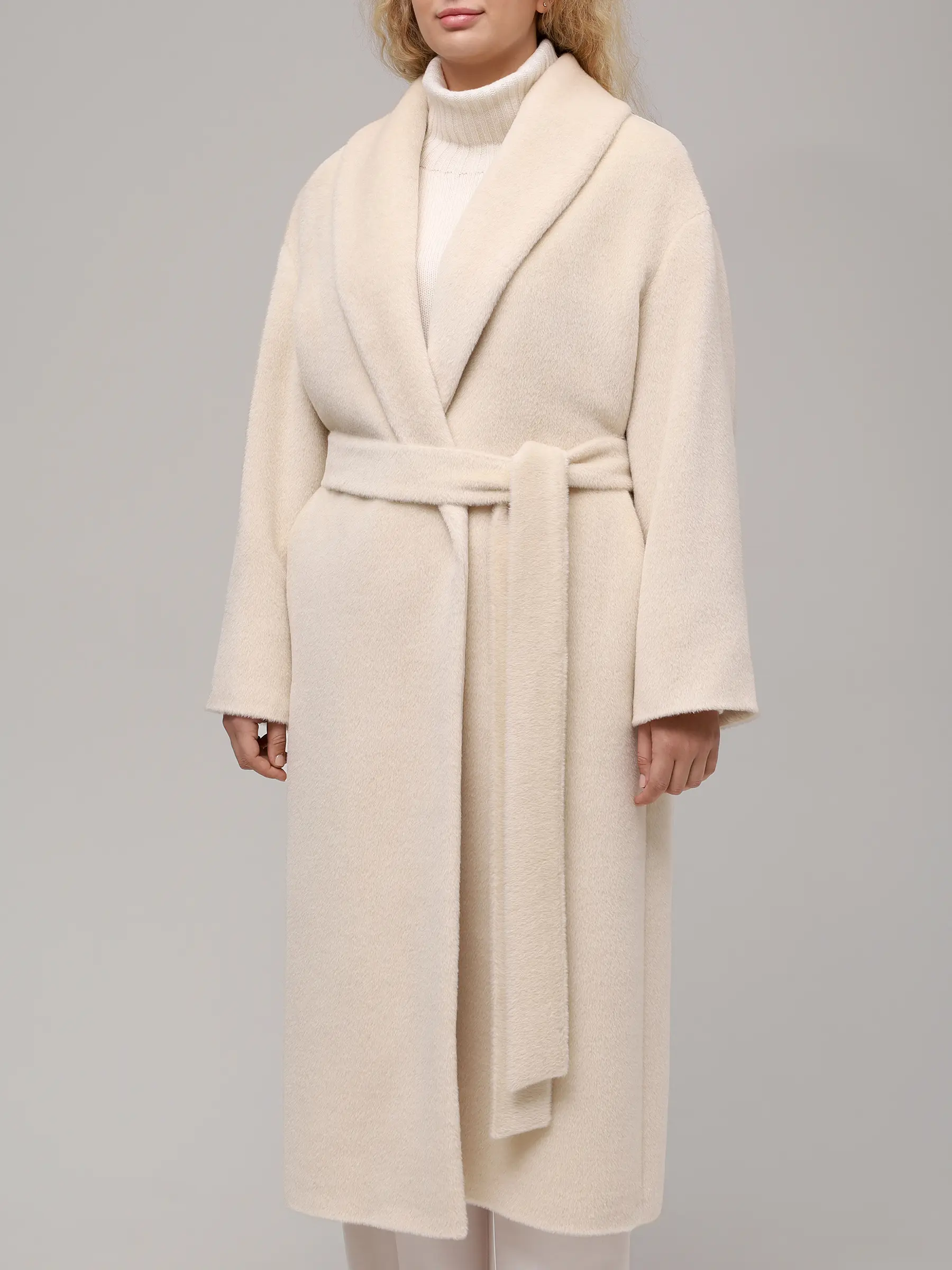 Пальто из шерсти альпака ELISABETTA 75-60 401/188 Кремовый  Фото 5