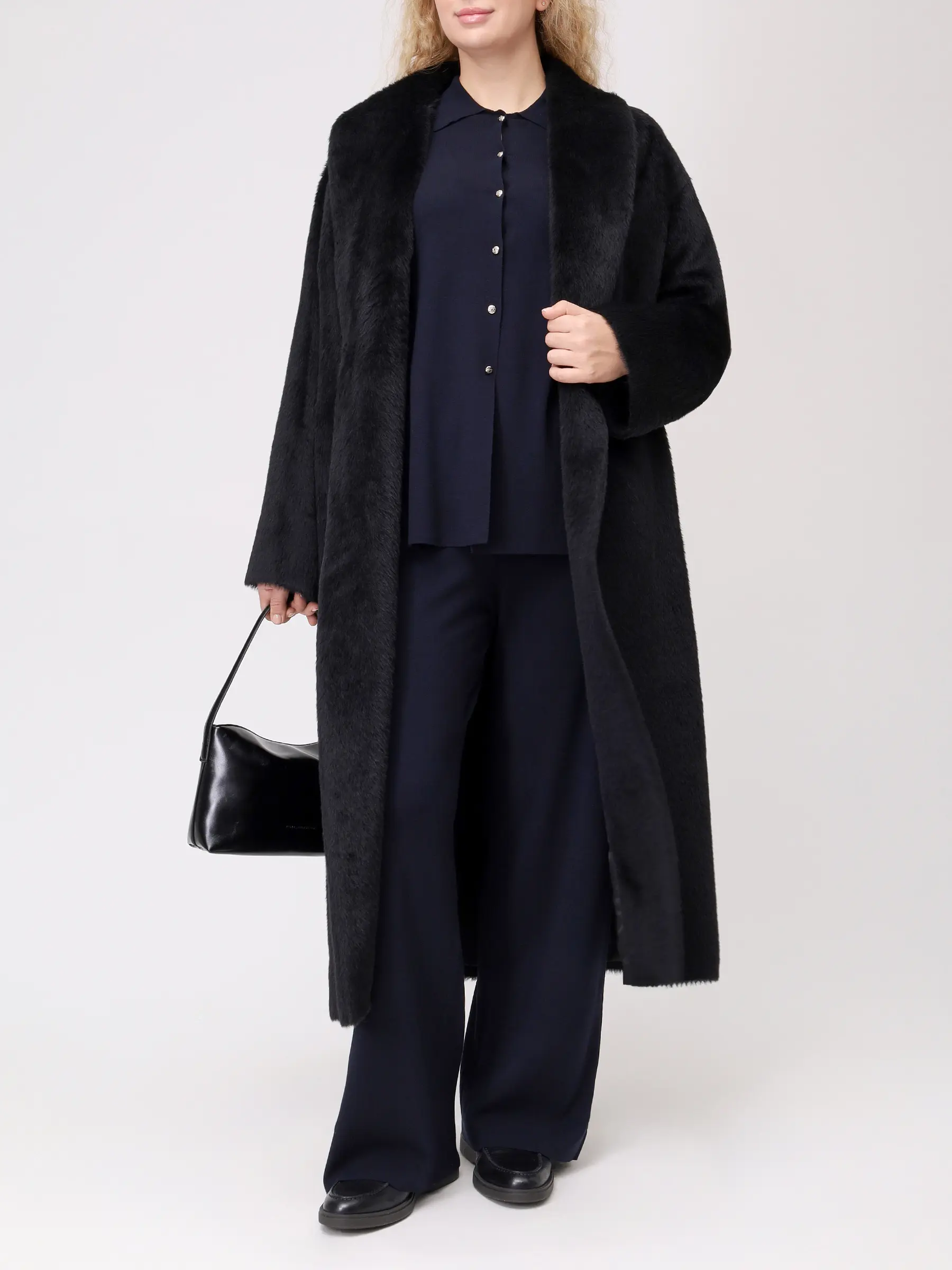 Пальто из шерсти альпака ELISABETTA 75-60 65long/70 Черный  Фото 2