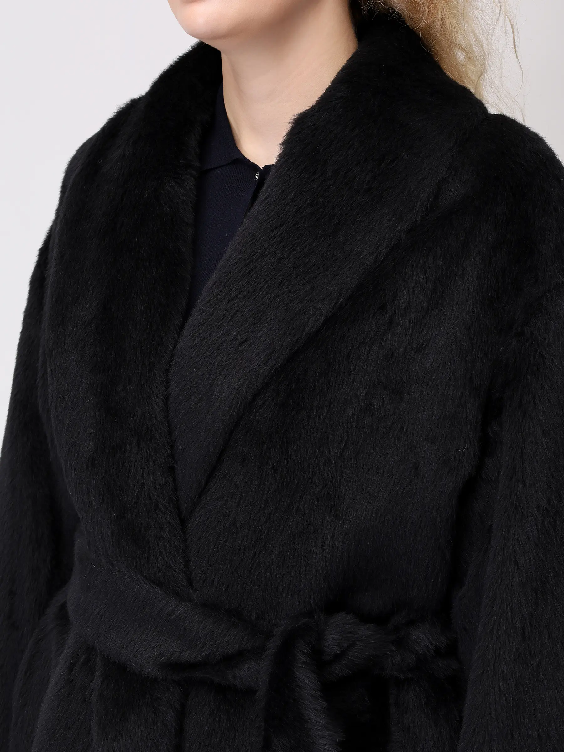 Пальто из шерсти альпака ELISABETTA 75-60 65long/70 Черный  Фото 5