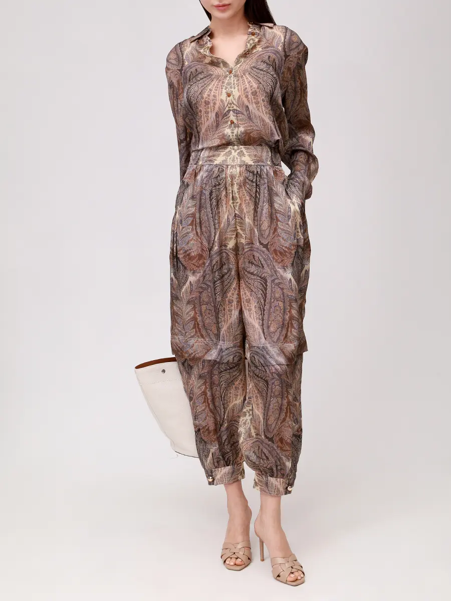 Брюки шелковые ZIMMERMANN 4843PF251/DENP Коричневый  Фото 2